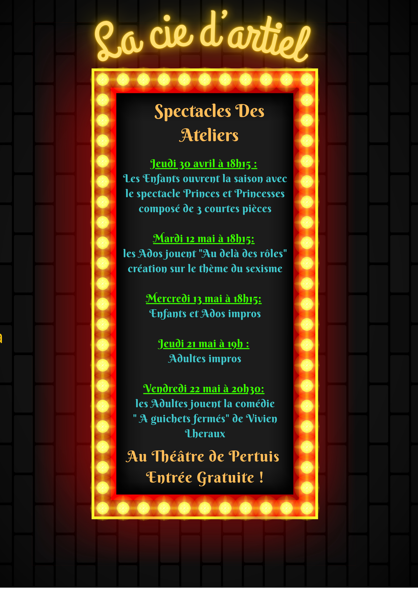 Spectacles Des ateliers de la Cie d'Artiel