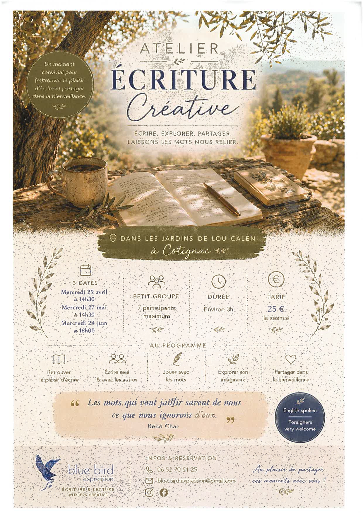 Atelier d'�criture cr�ative