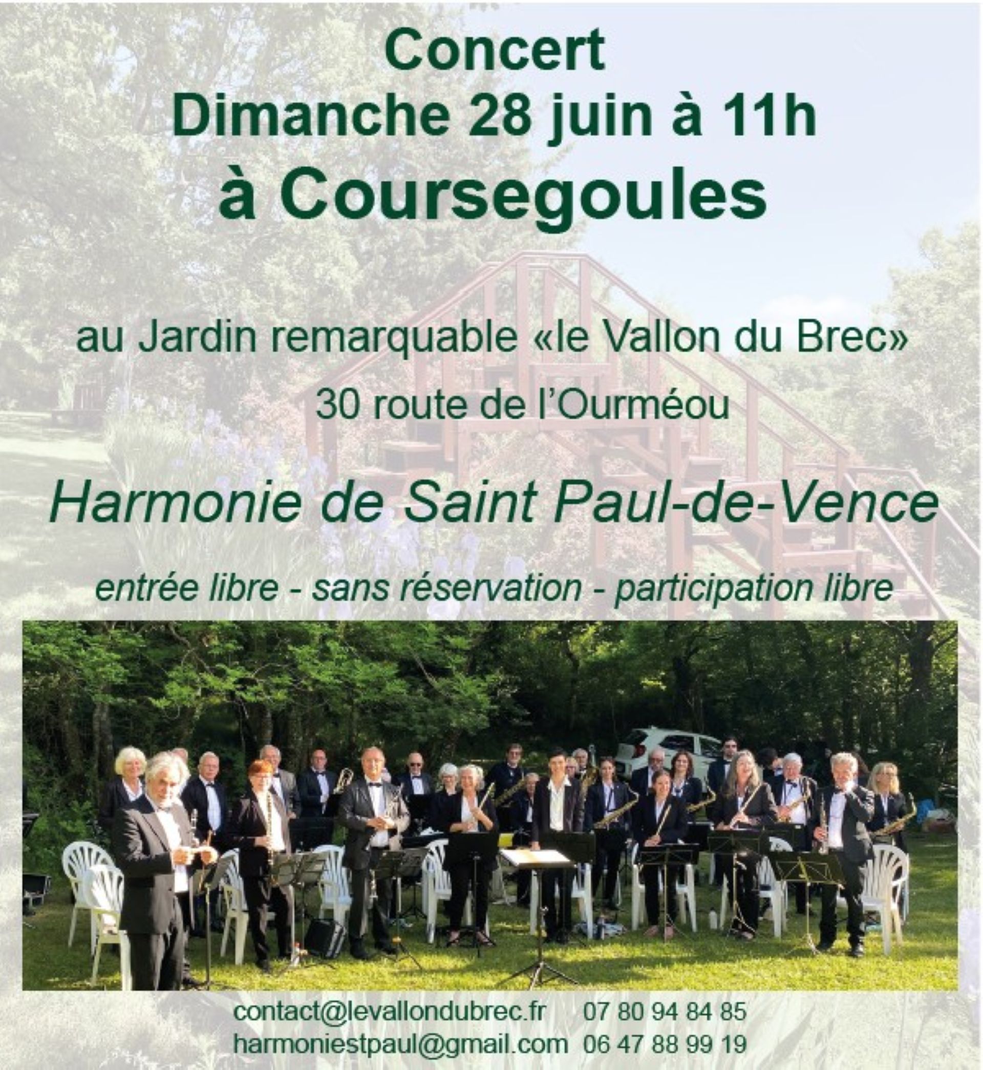 Concert Harmonie de Saint Paul de Vence - Jardin du Vallon du Brec