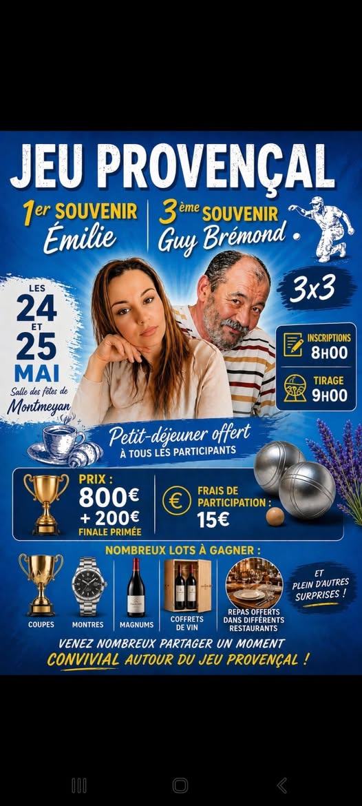 Souvenir Emilie et Guy Br�mond : jeu proven�al 3x3