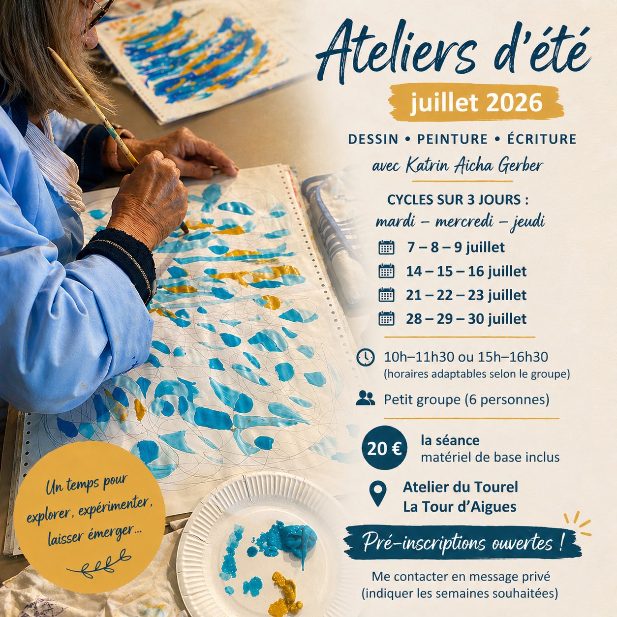 Atelier d'�t�  : dessin, peinture, �criture au Couvent du Tourel � la Tour d'Aigues