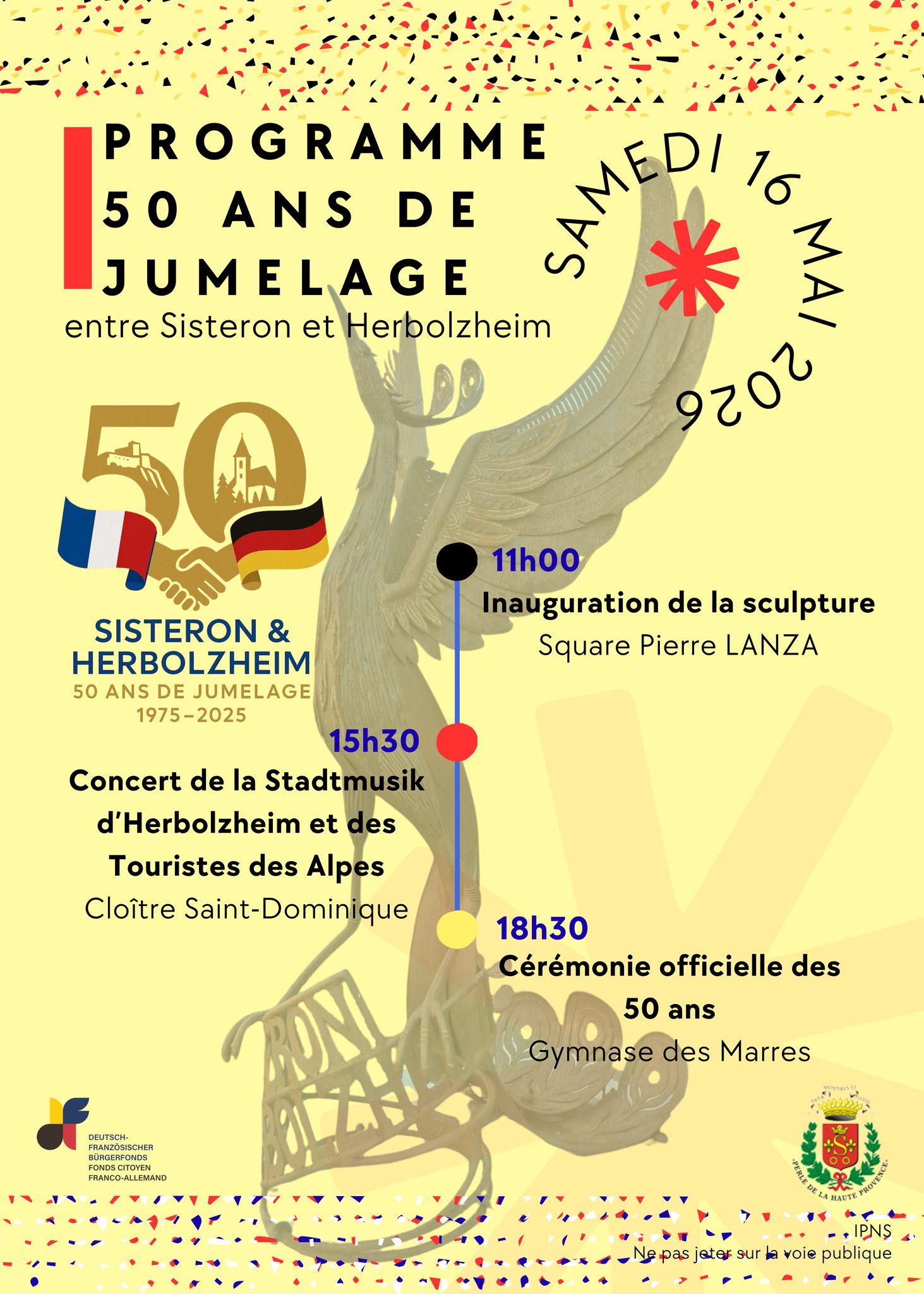 50 ans du jumelage Herbolzheim - Sisteron : inauguration de la sculpture