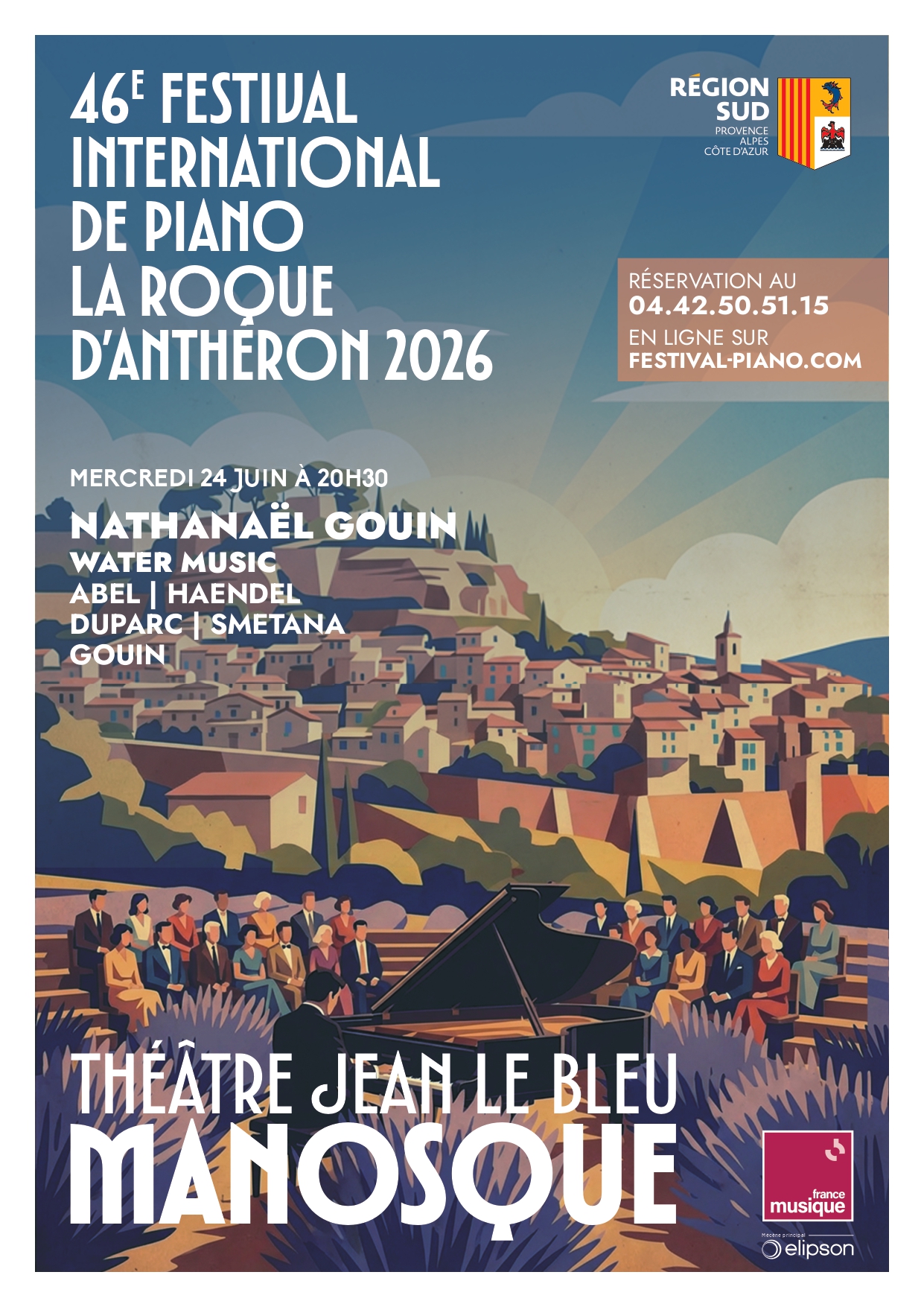 R�cital de piano de Nathana�l Gouin - 46�me �dition du Festival international de Piano de la Roque d'Anth�ron� Les pr�ludes du Festival - Concert hors les murs