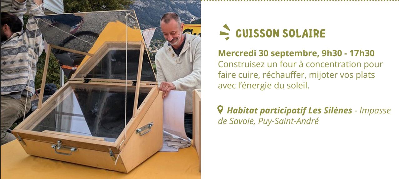 Cuisson solaire � Puy st Andr� - Ateliers Low-Techs