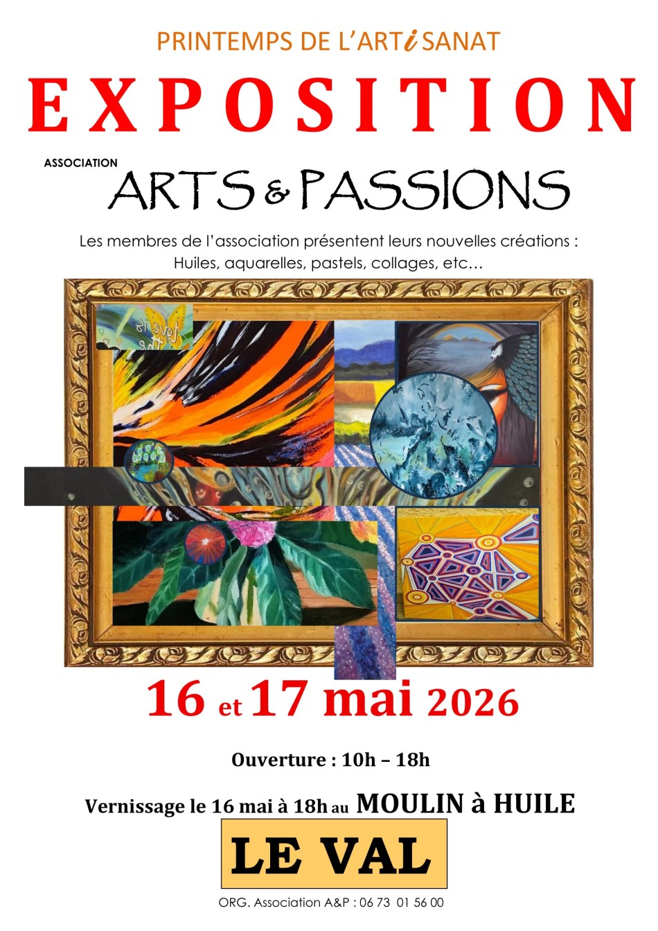Exposition : huiles, aquarelles, pastels, collage...