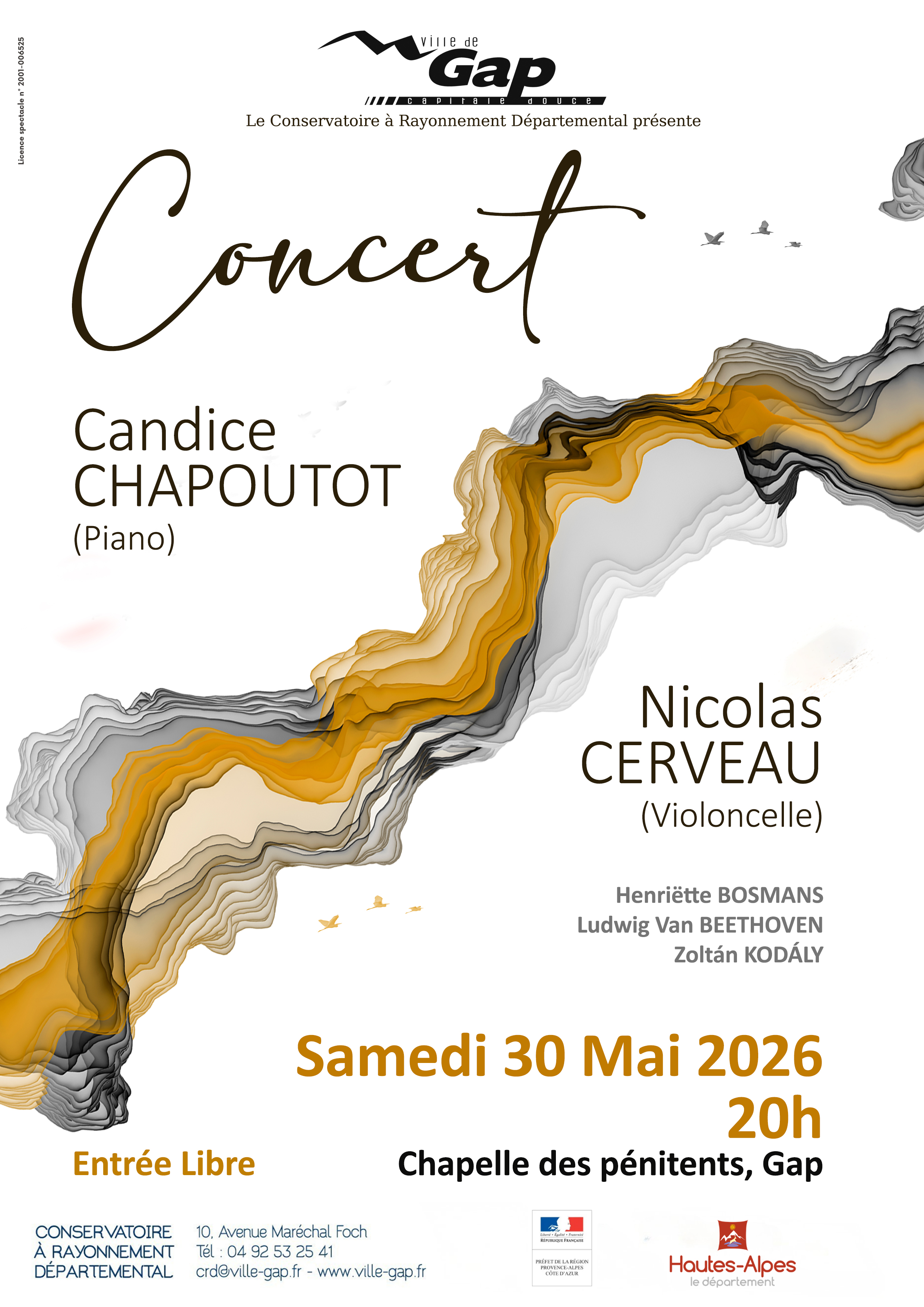 Concert des professeurs du conservatoire Candice CHAPOUTOT (piano) et Nicolas CERVEAU (violoncelle)