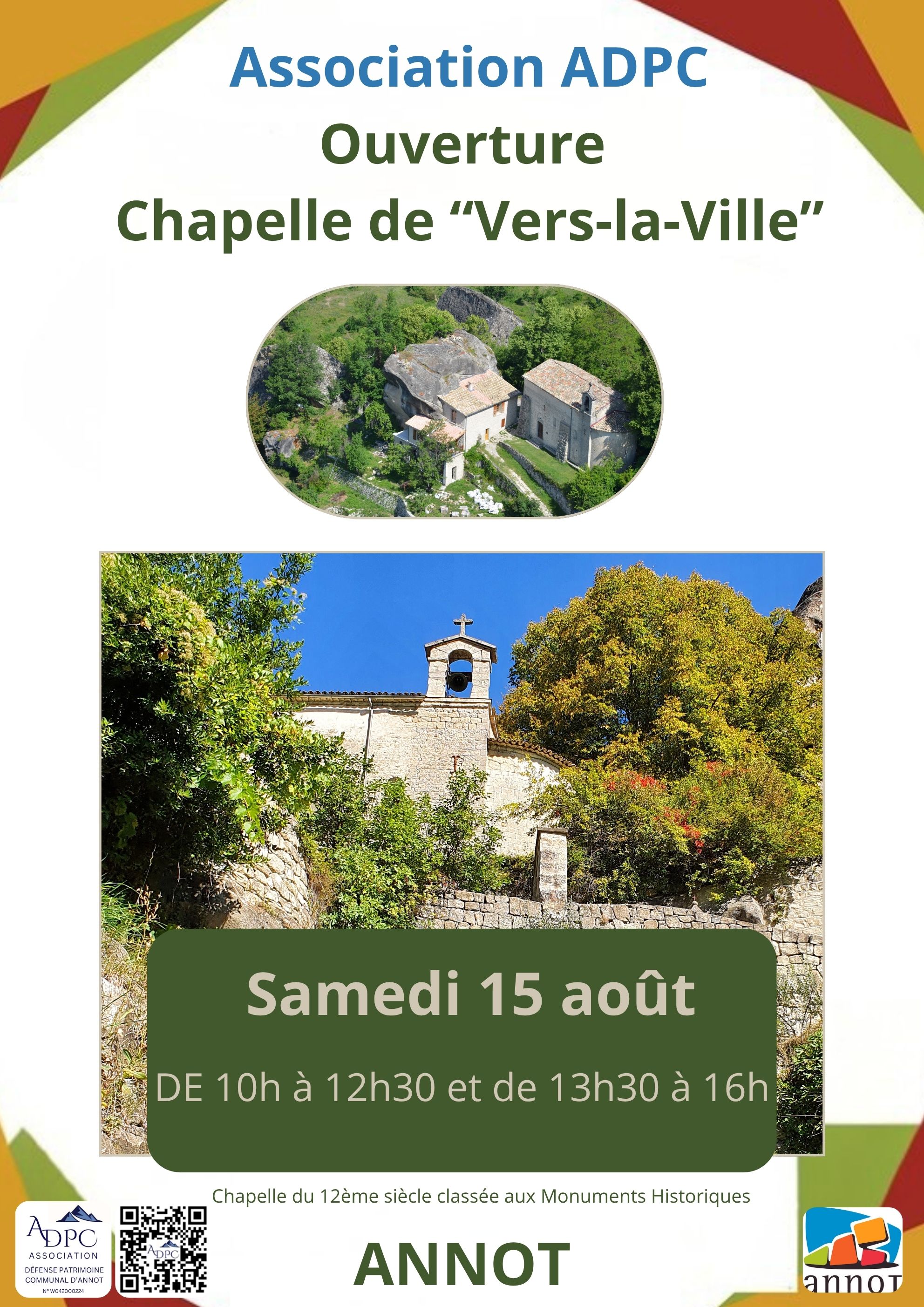 OUVERTURE DE LA CHAPELLE DE VERS LA VILLE PAR l'ADPC