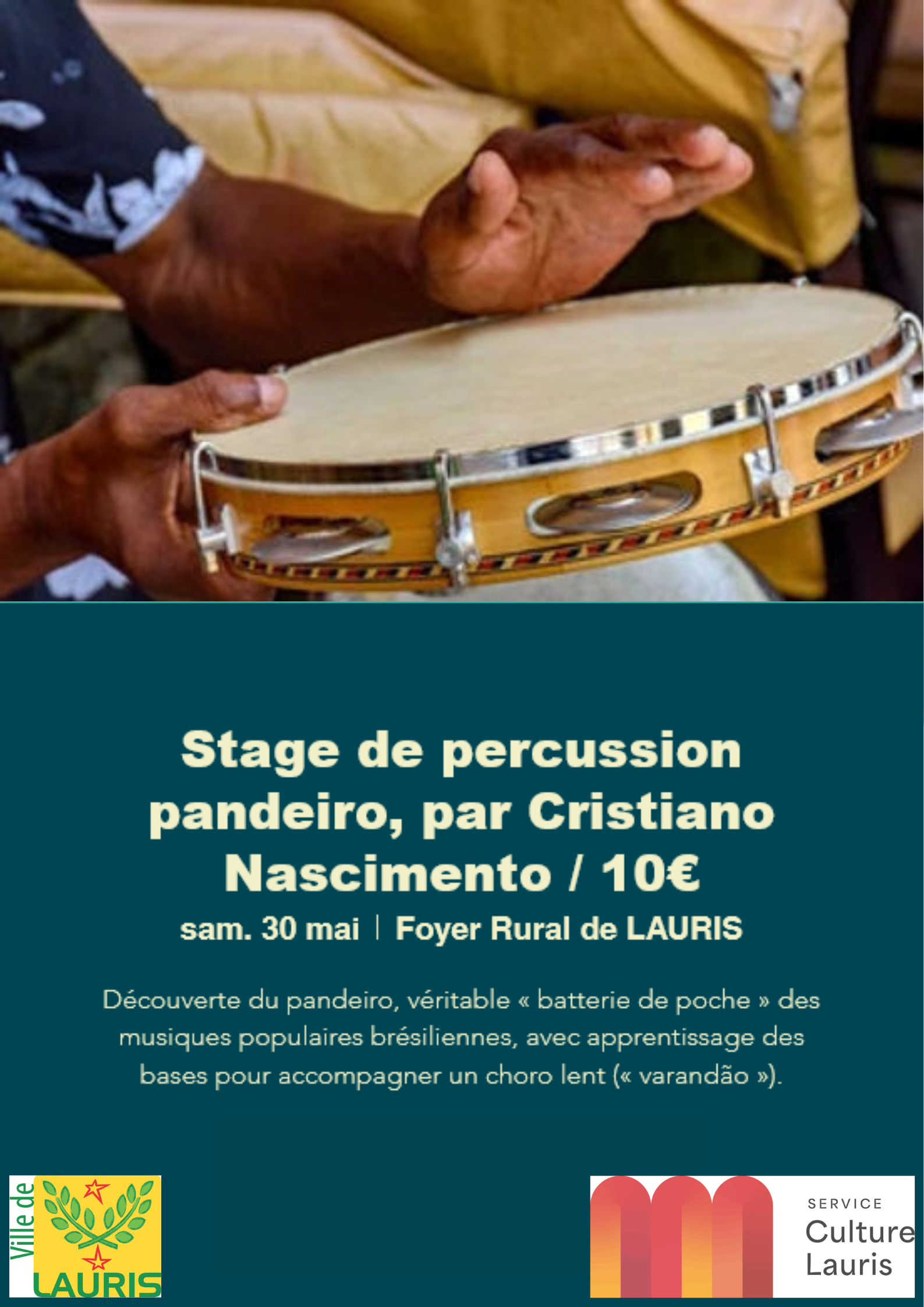 Stage de percussion pandeiro avec Cristiano Nascimento - Festival 