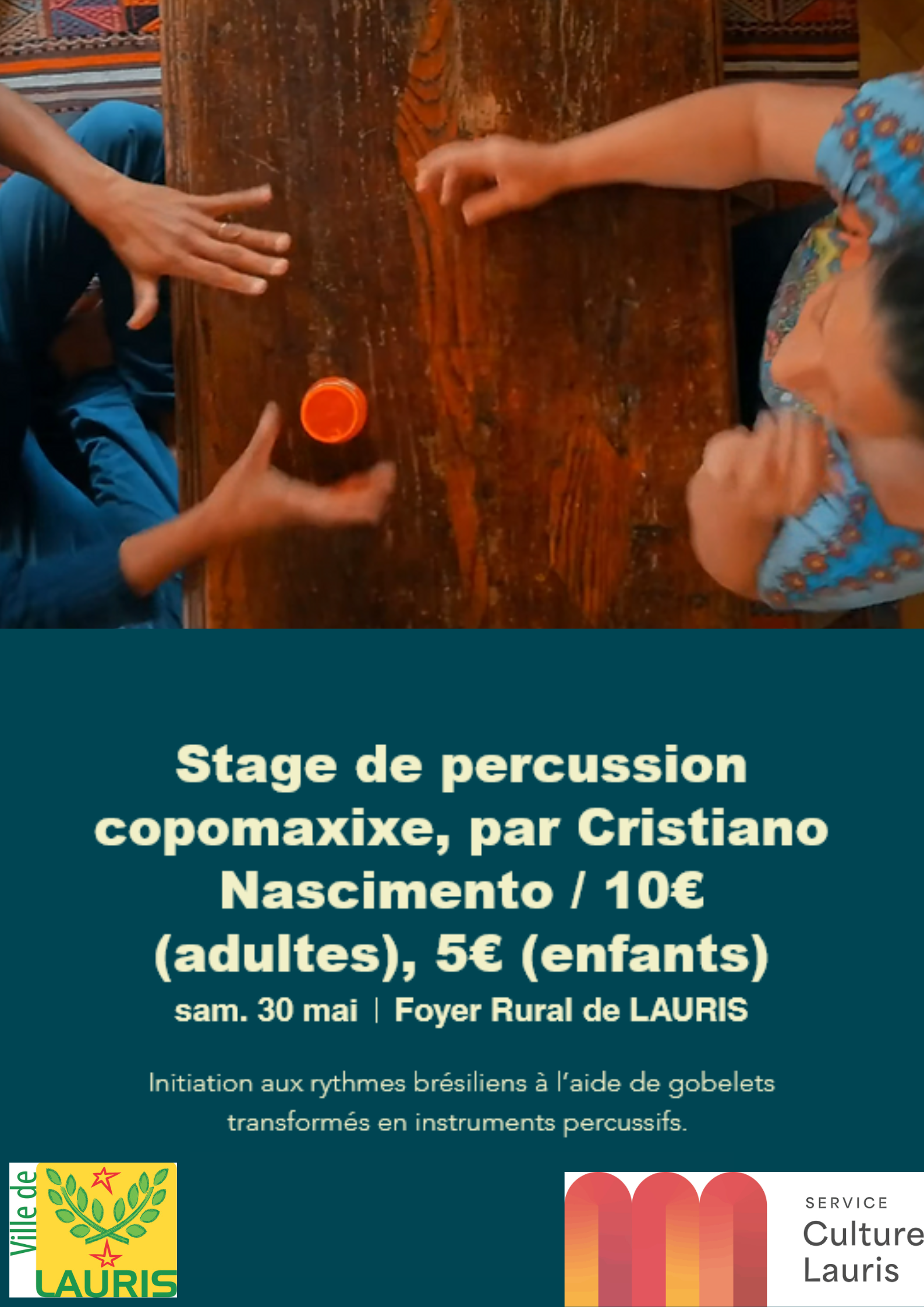 Stage de percussion copomaxixe avec Cristiano Nascimiento - Festival 