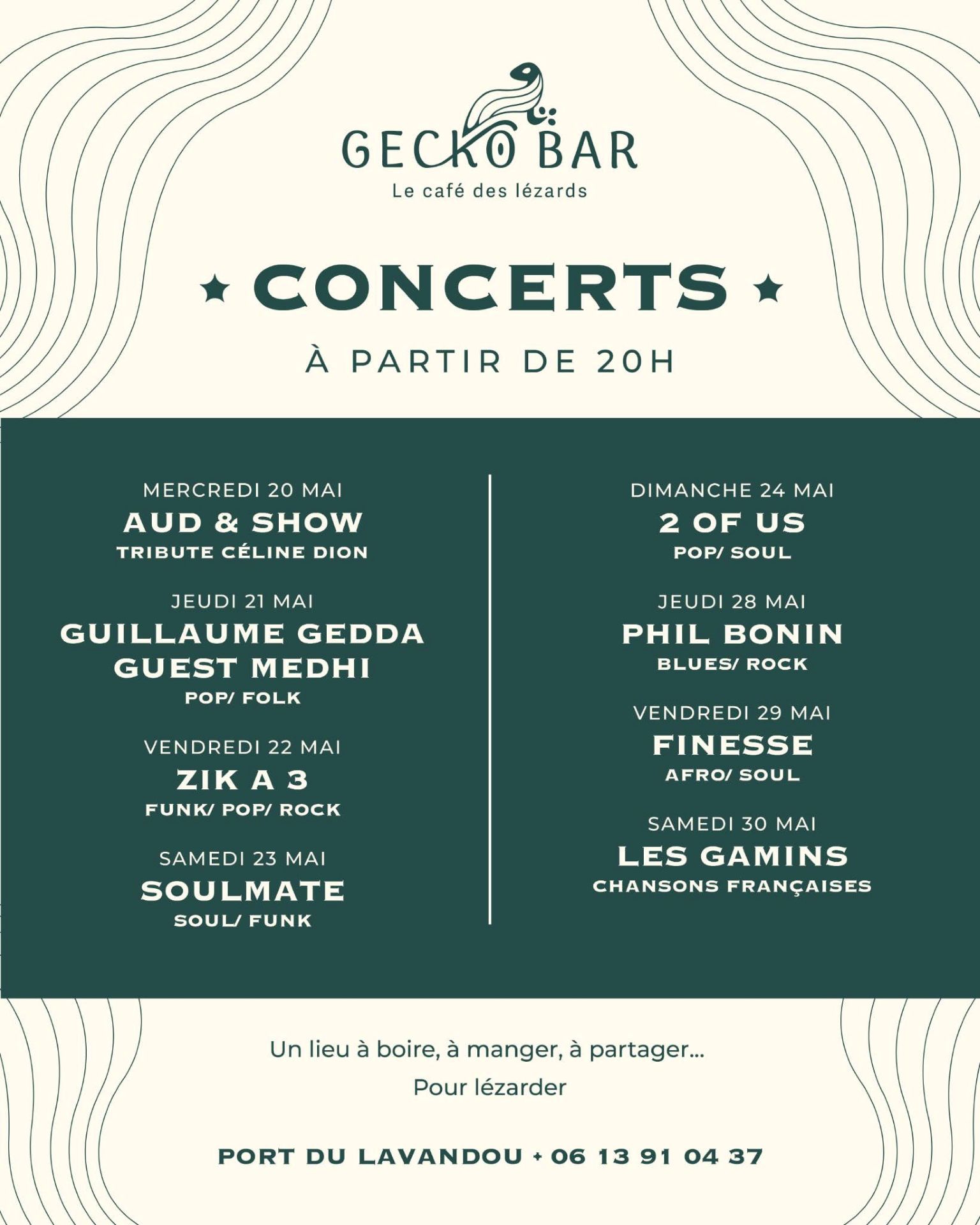 Concerts au Gecko Bar