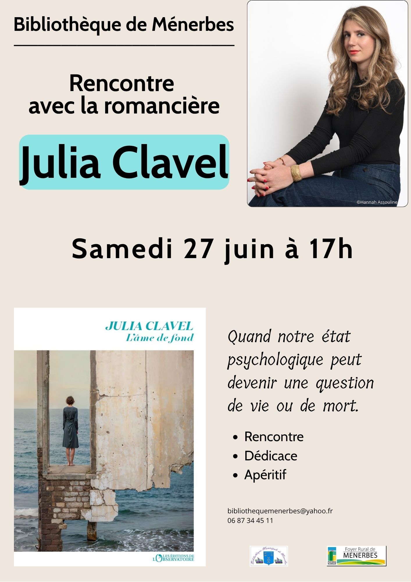 Rencontre avec la romanci�re Julia CLAVEL