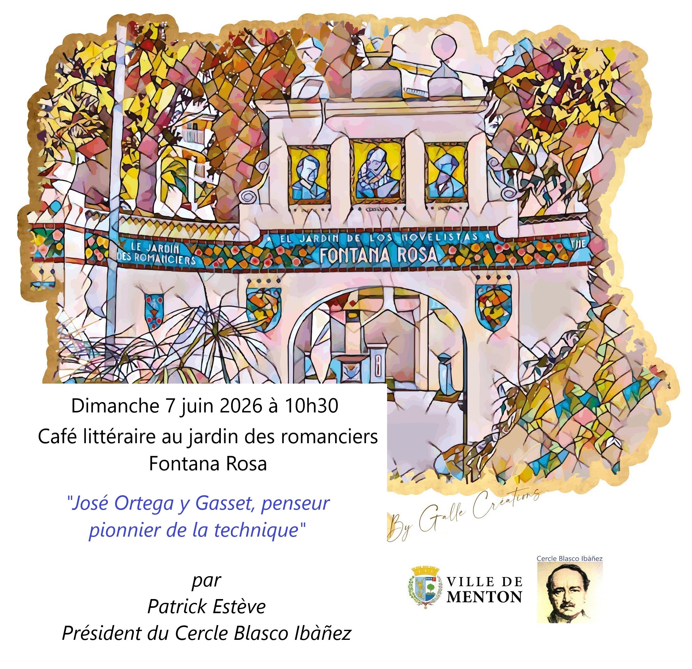 Caf� litt�raire au jardin des romanciers Fontana Rosa