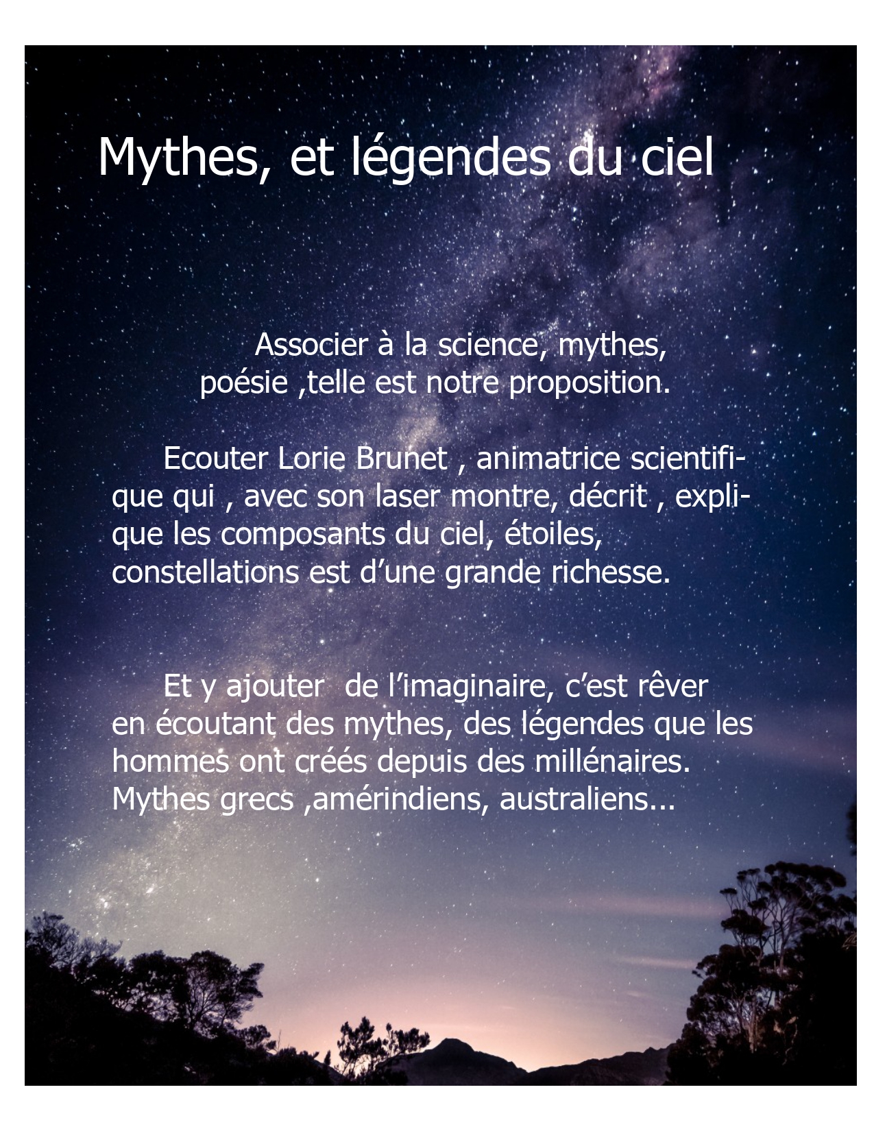 PENSER COMME UNE MONTAGNE : Soir�e �toiles au sommet du t�l�si�ge de Pr�ron