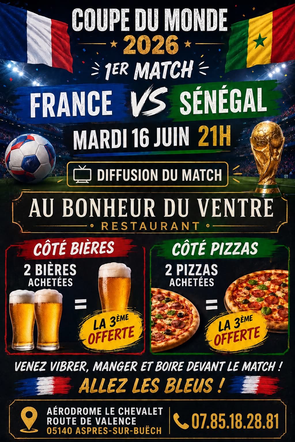Coupe du Monde 2026 diffusion du 1er match France/S�n�gal au restaurant 