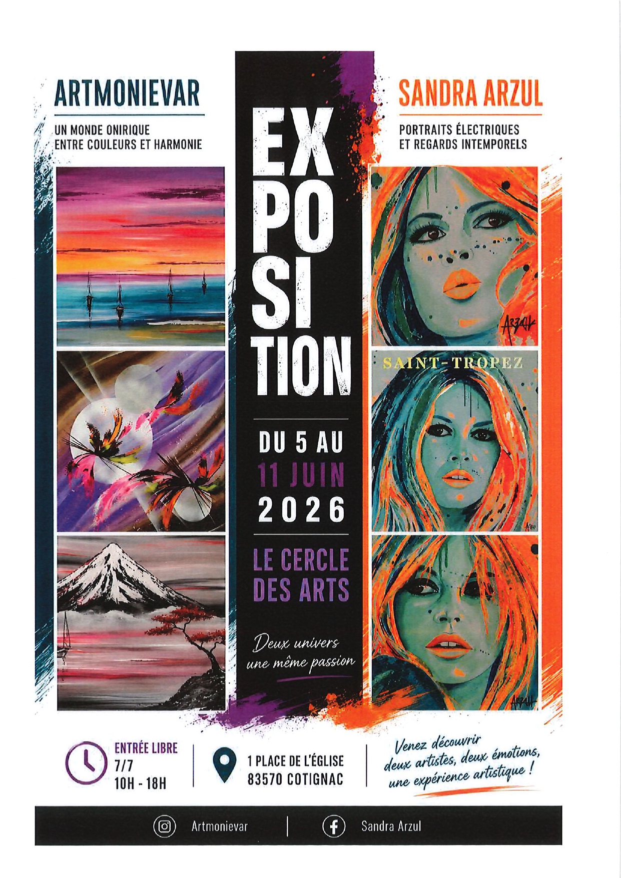 Exposition : Sandra ARZUL  et ARTMONIEVAR - Peintures
