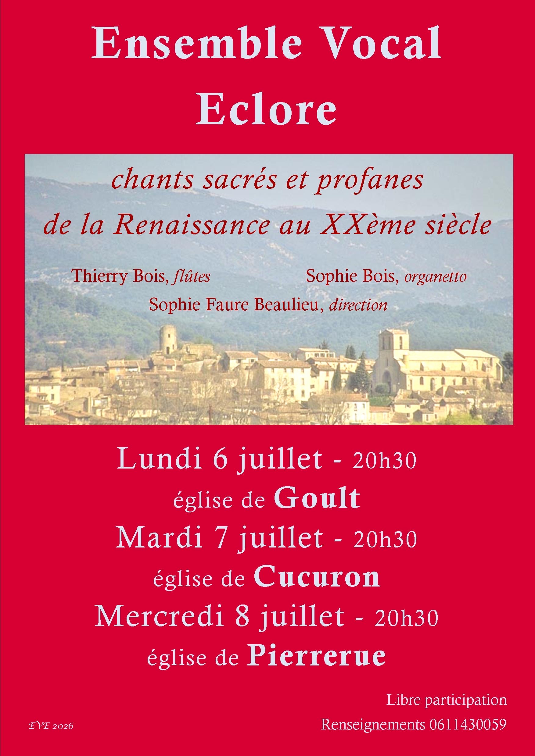 CONCERT ensemble vocal ECLORE � Cucuron