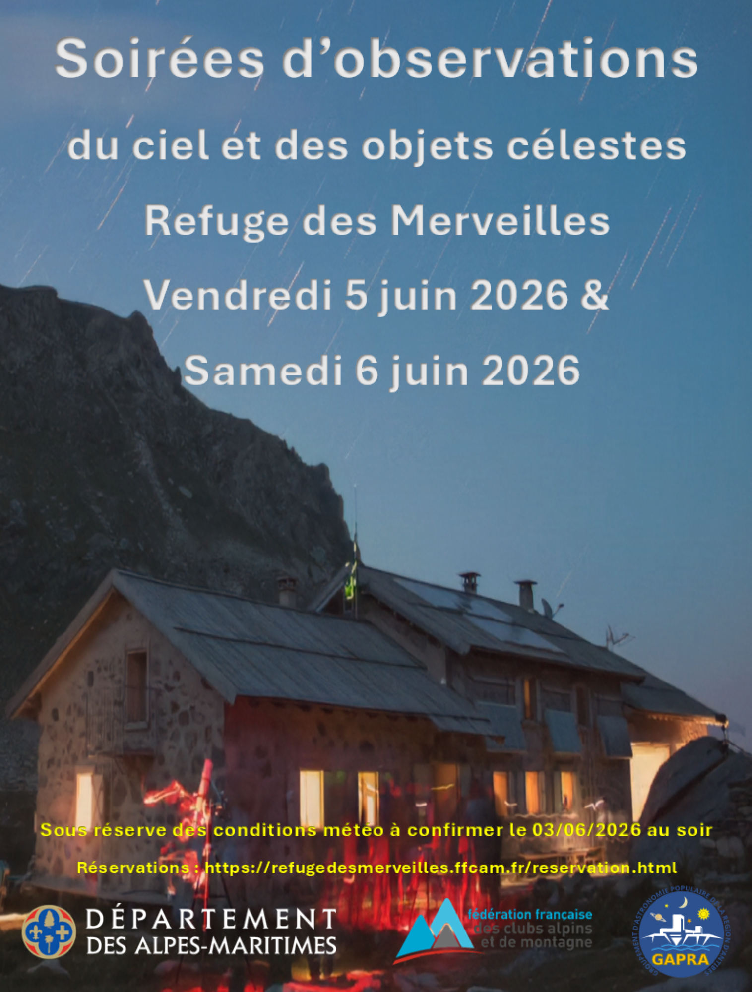 Soir�es d'observations du ciel et des objets c�lestes
