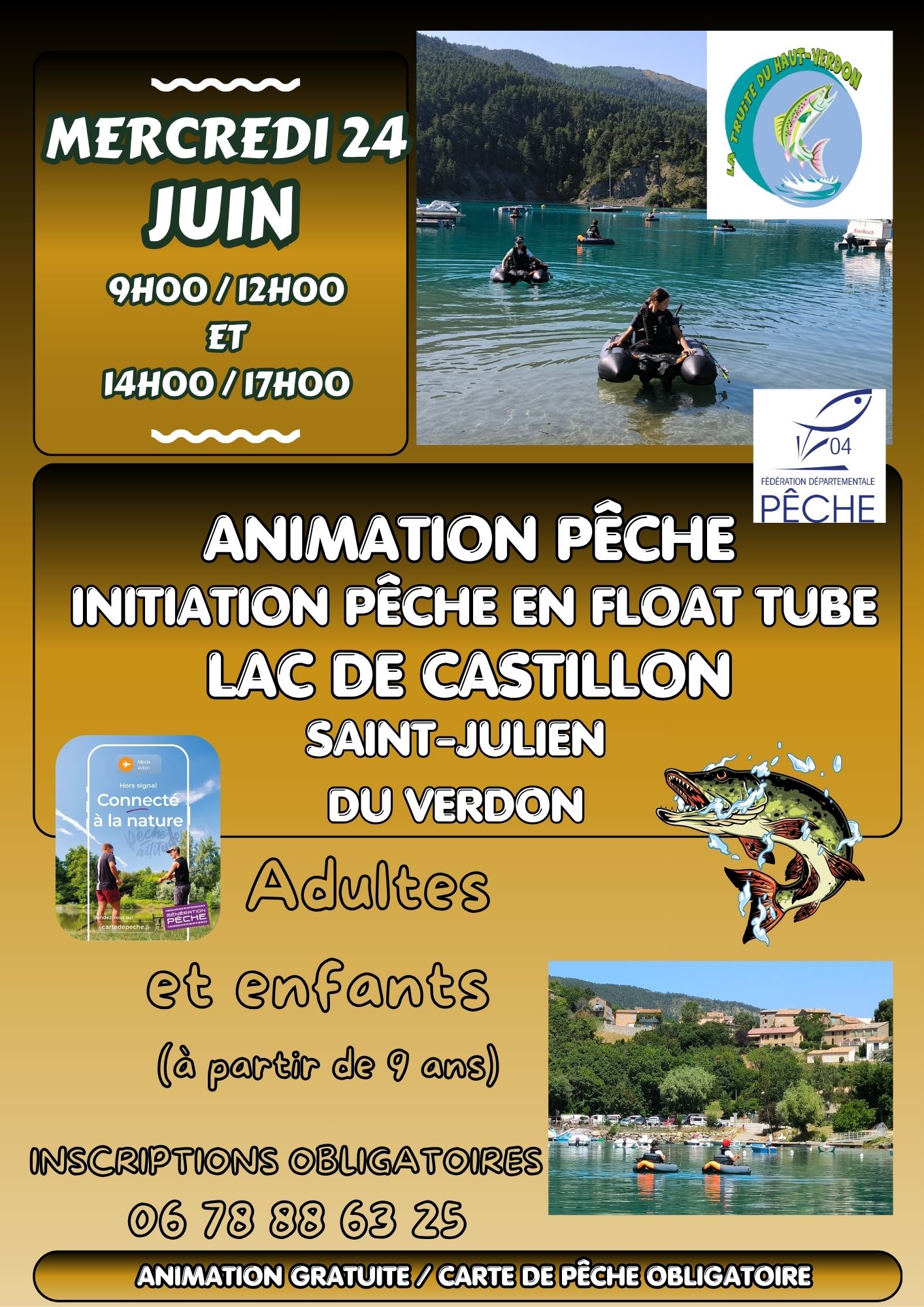Initiation p�che en float tube au lac de Castillon