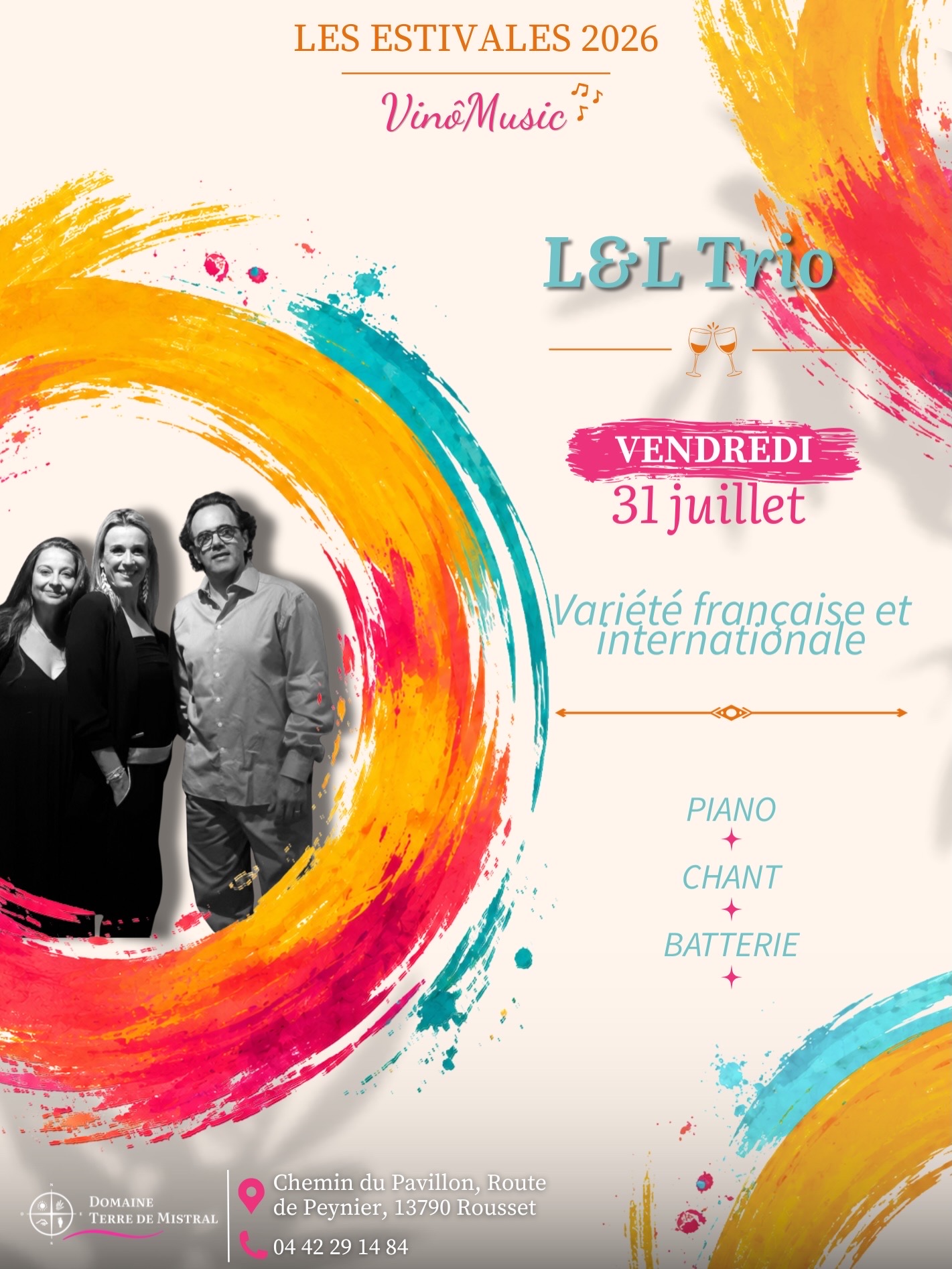 Estivales Vin�music au Domaine Terre de Mistral - L&L Trio
