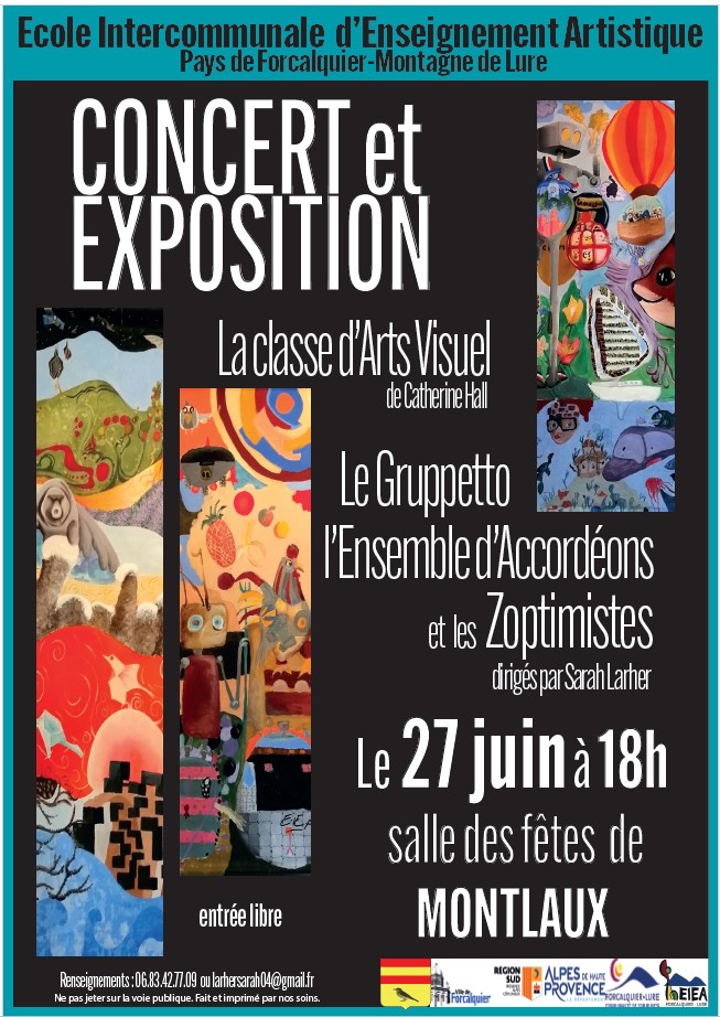 Concert d'accord�ons et exposition de la classe d'arts visuels ecole d'enseignements d'artistes  Montlaux