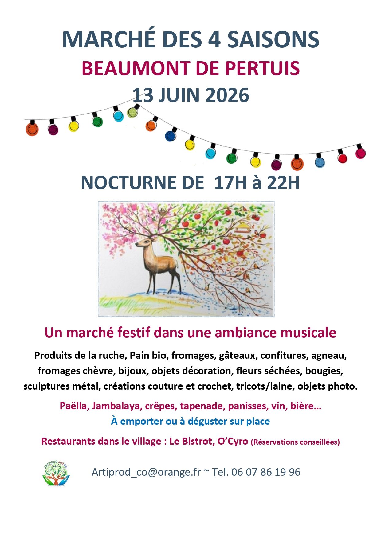 MARCHE ARTISANS PRODUCTEURS DES 4 SAISONS �  Beaumont de Pertuis