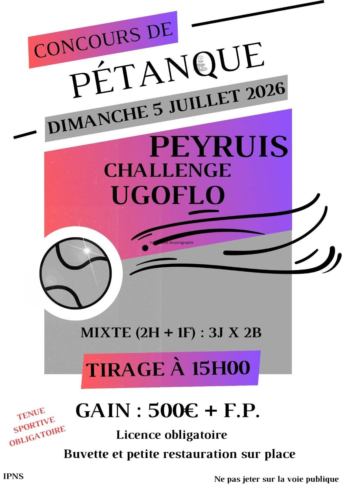 Concours de p�tanque challenge Ugoflo � Peyruis