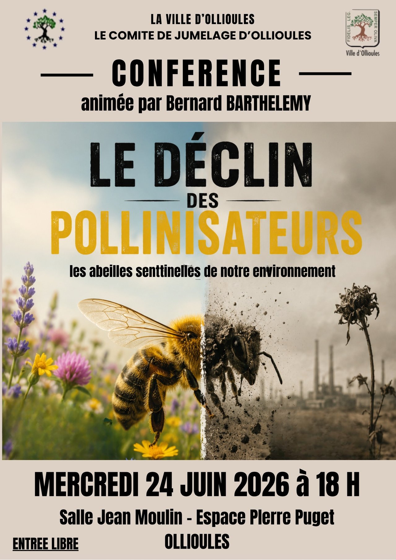 Conf�rence :  � Le d�clin des pollinisateurs : les abeilles, sentinelles de notre environnement �
