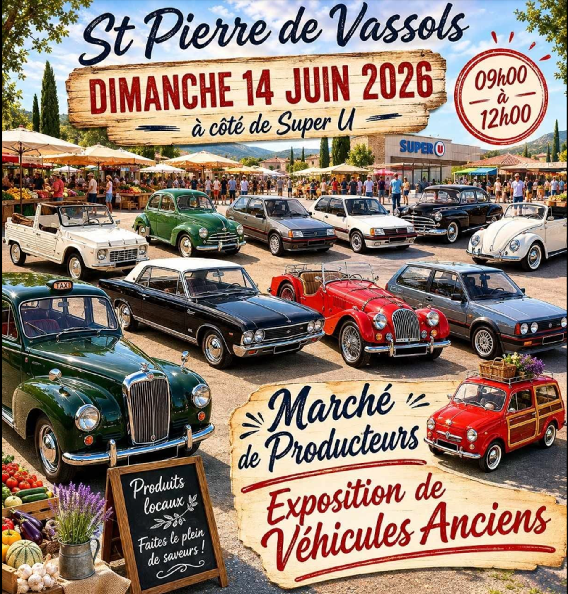 March�s des producteurs et exposition de v�hicules anciens