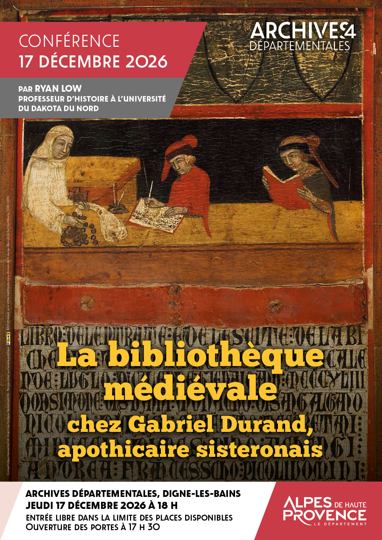 Conf�rence - La biblioth�que m�di�vale chez Gabriel Durand, apothicaire sisteronais