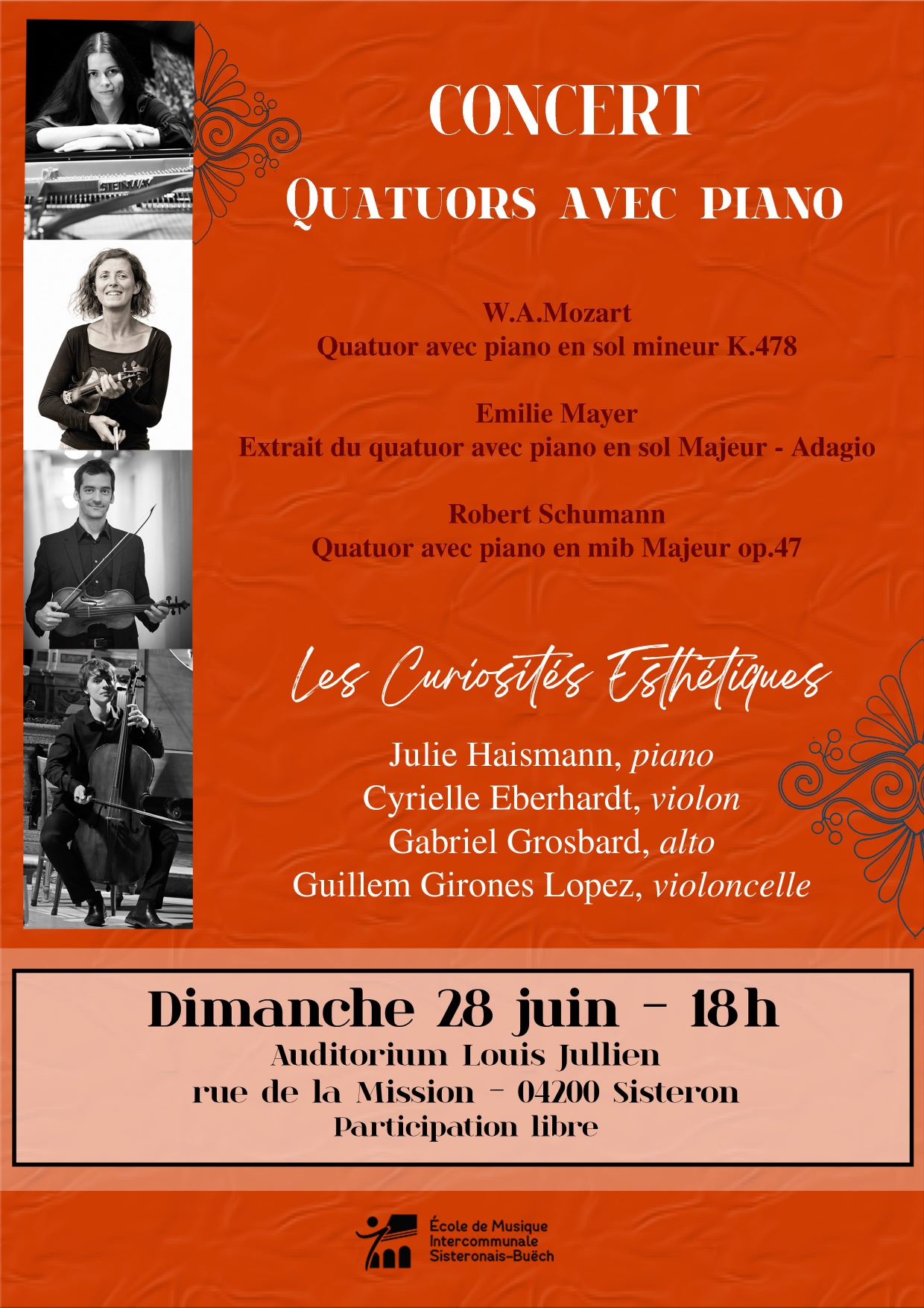 Concert quatuors avec piano