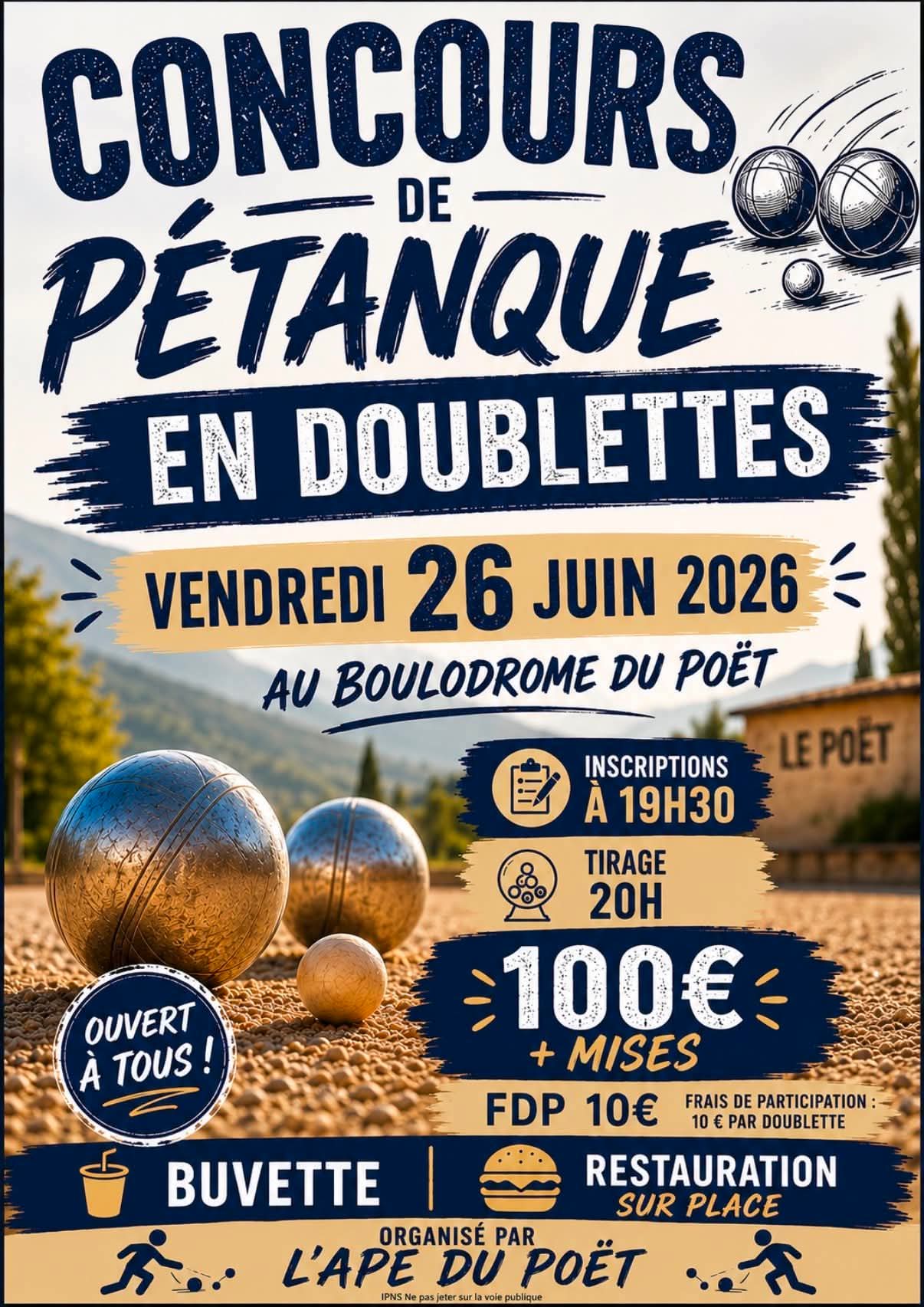 Concours de p�tanque en doublettes