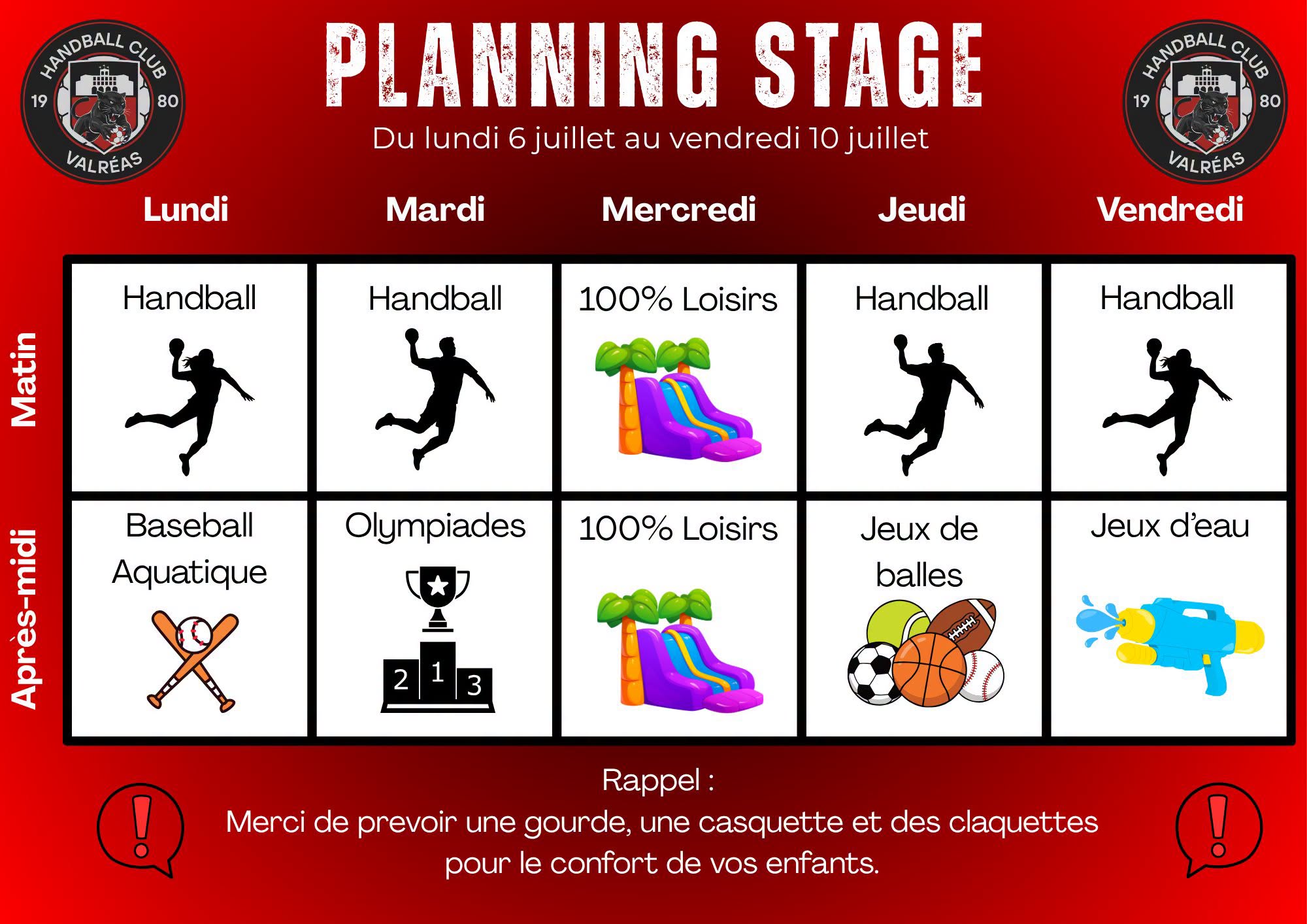 Stage vacances handball et multisports �t� N�1