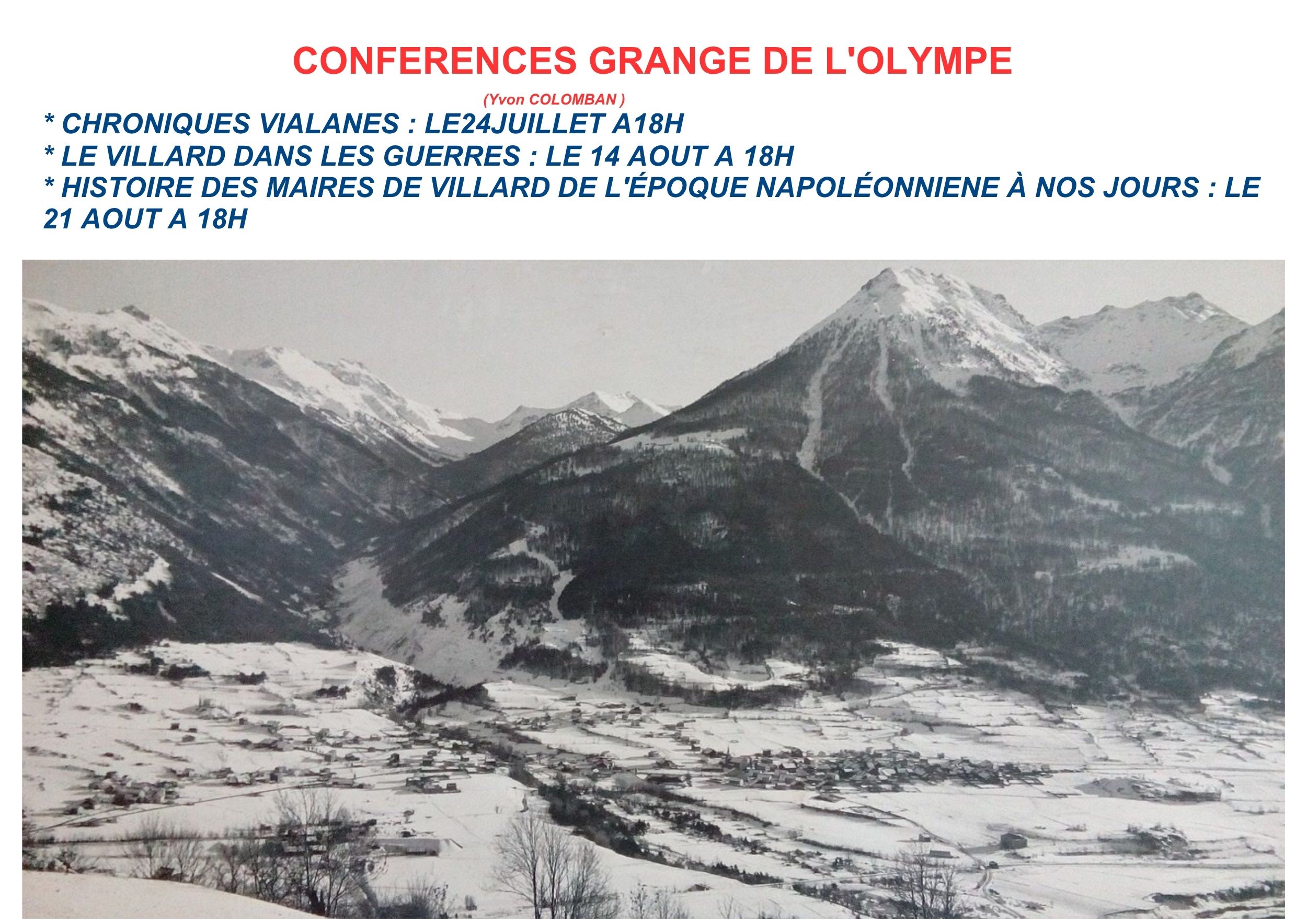 Conf�rences � la grange de l'Olympe