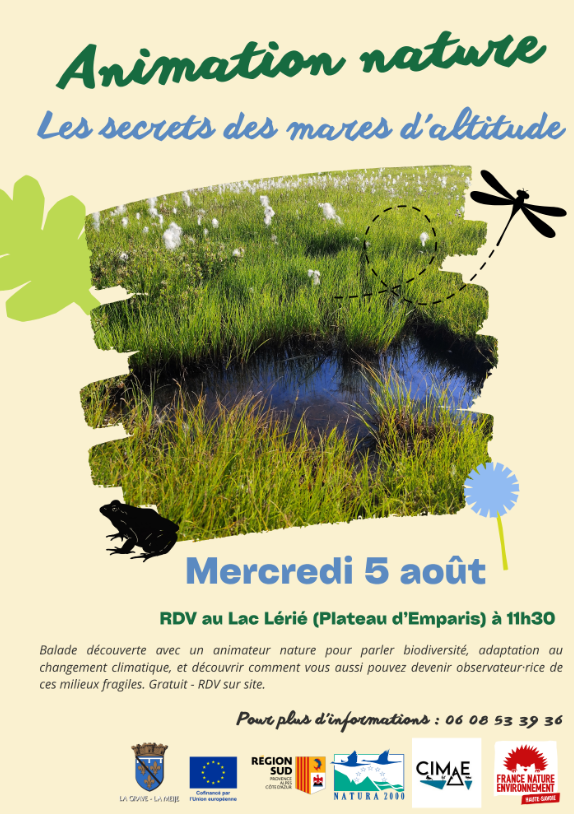 Animation Natura 2000 Emparis - Les secrets des mares d'altitude