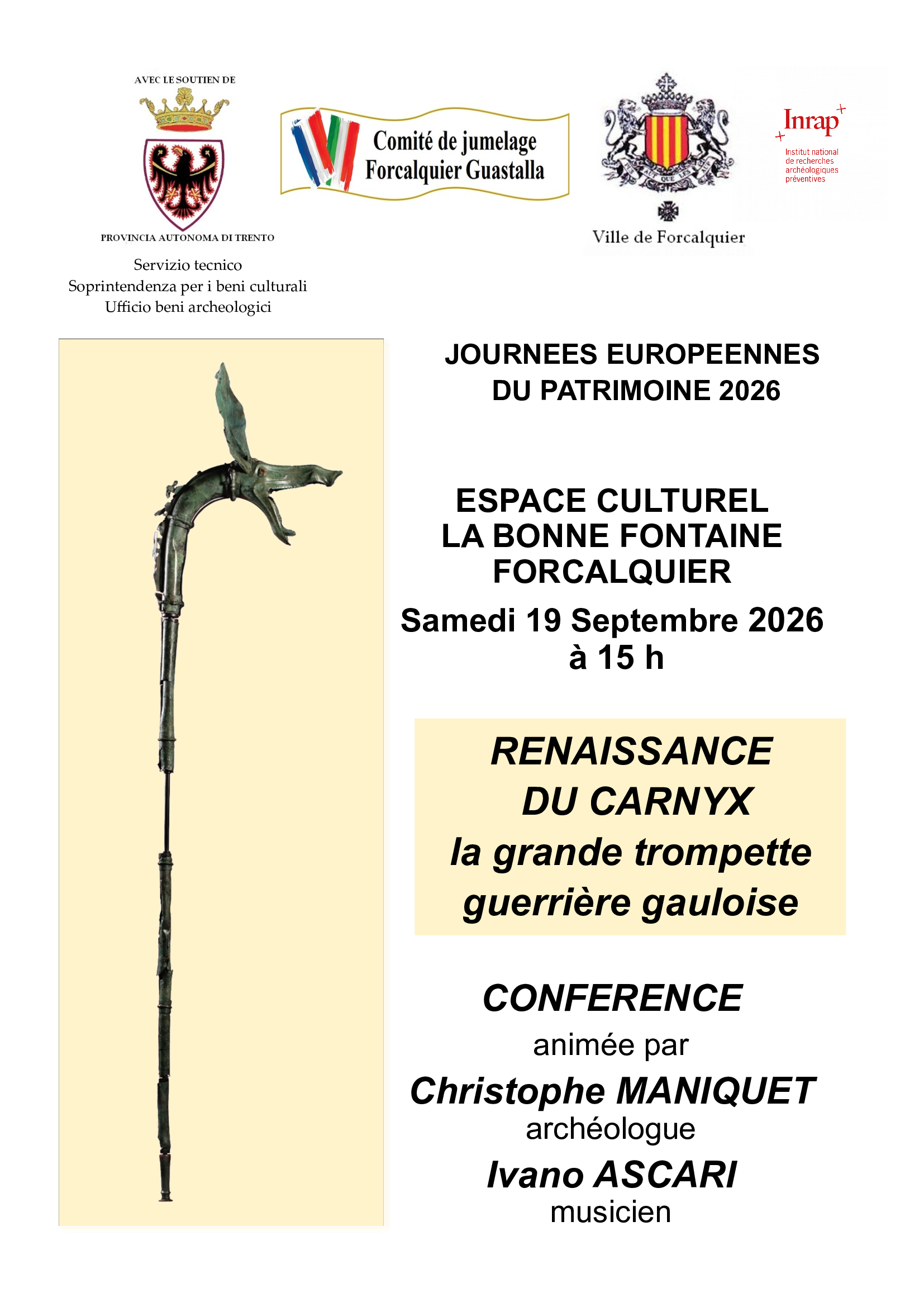 Journ�es europ�ennes du patrimoine : Renaissance du Carnyx : la grande trompette gauloise