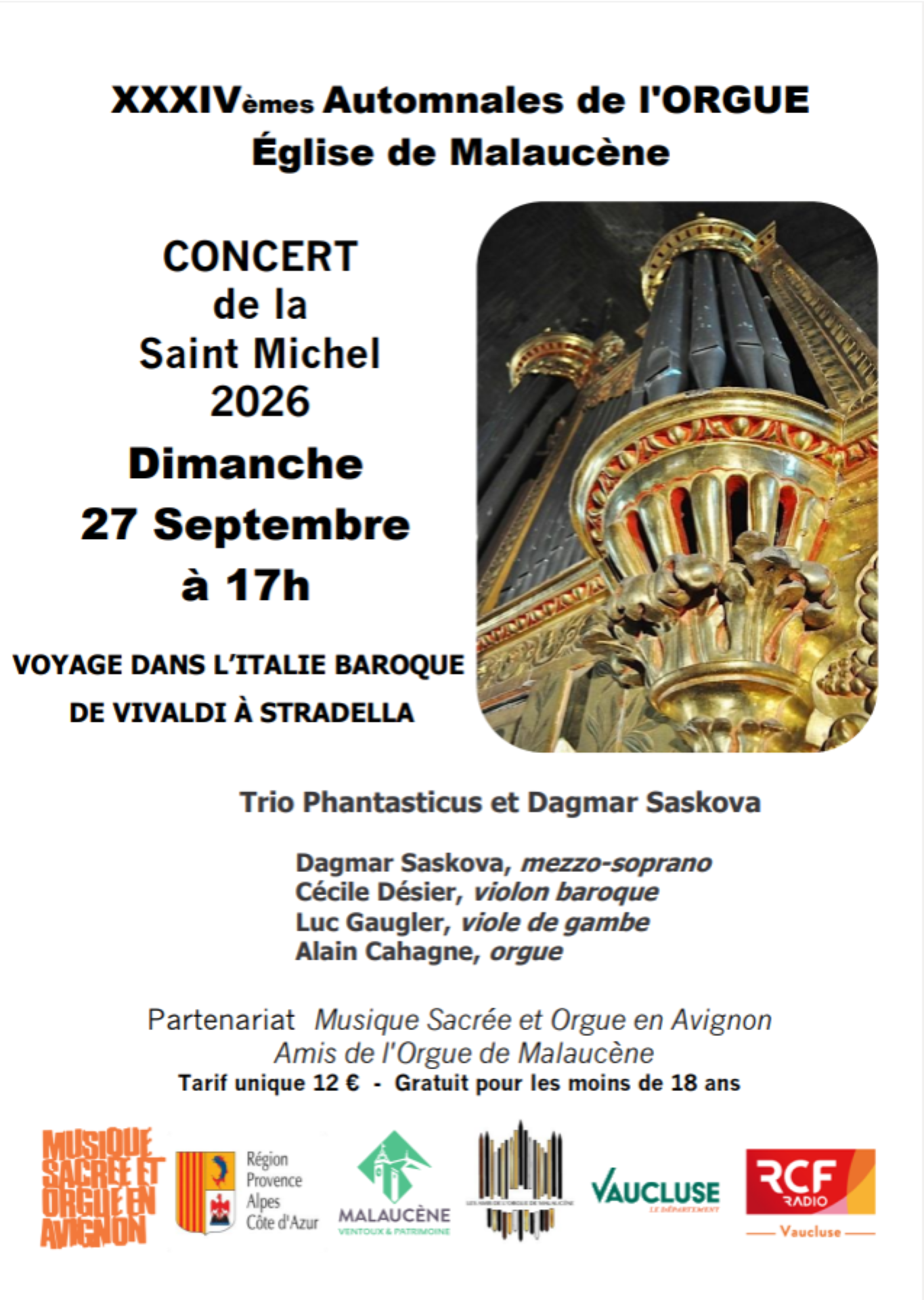 34�mes Automnales de l'Orgue : Voyage dans l'Italie Baroque de Vivaldi A Stradella