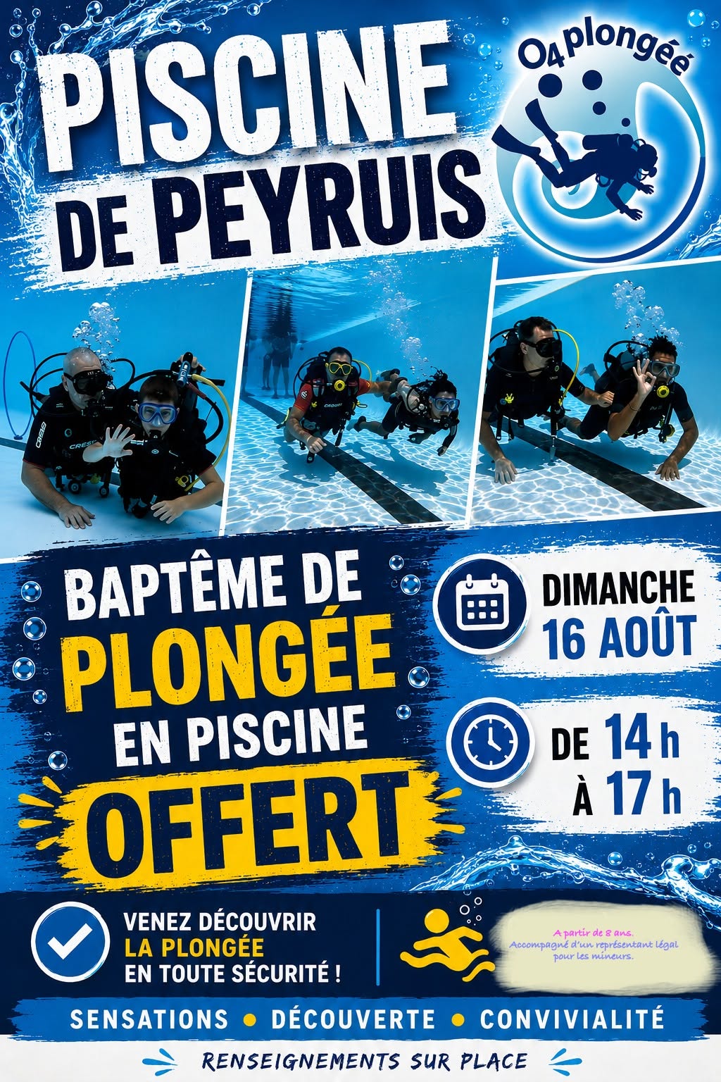 Bapt�me de plong�e en piscine offert � Peyruis