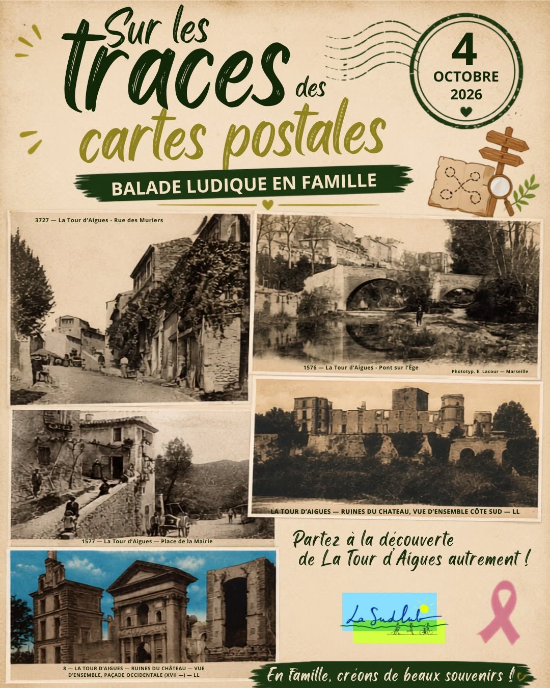 Sur les traces des cartes postales : balade ludique en famille � La Tour d'Aigues