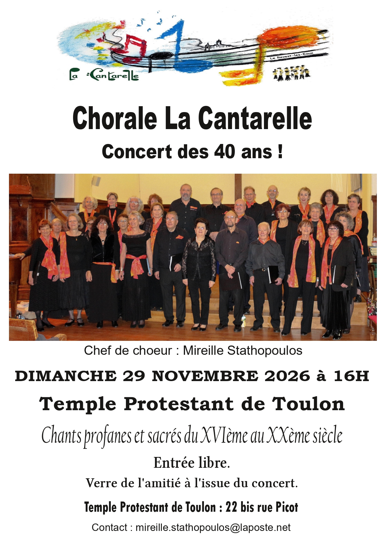 Concert des 40 ans de la Chorale La Cantarelle