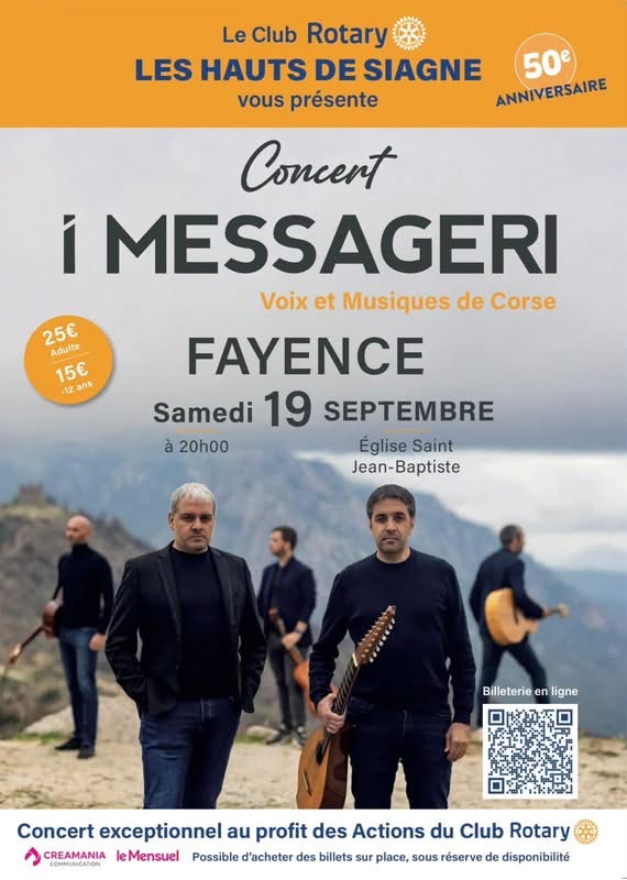 Concert groupe I MESSAGERI - Voix et musique de Corse