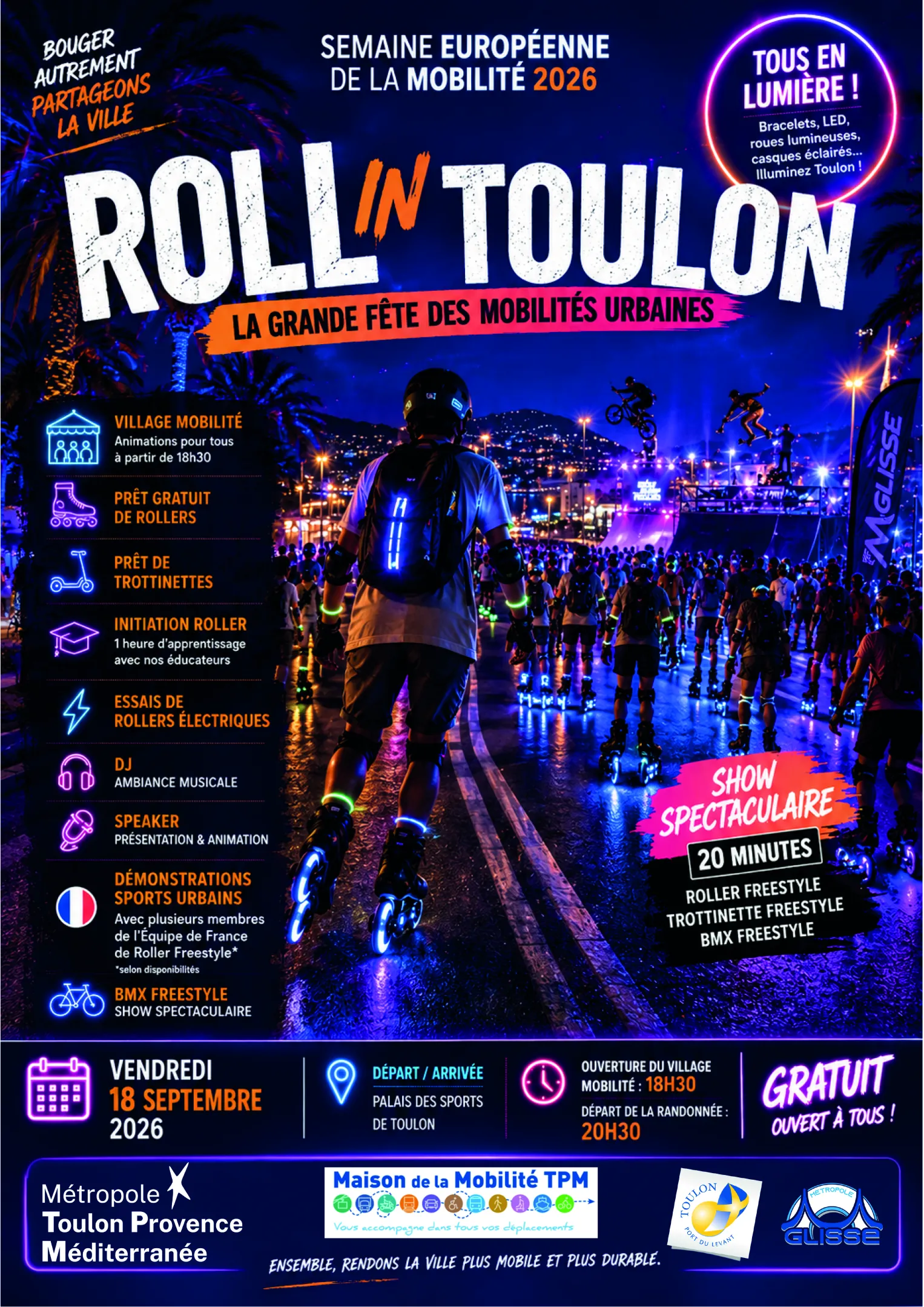 Roll in Toulon (Randonn�e nocturne en roller et mobilit�s douces) - Semaine Europ�enne de la Mobilit� TPM