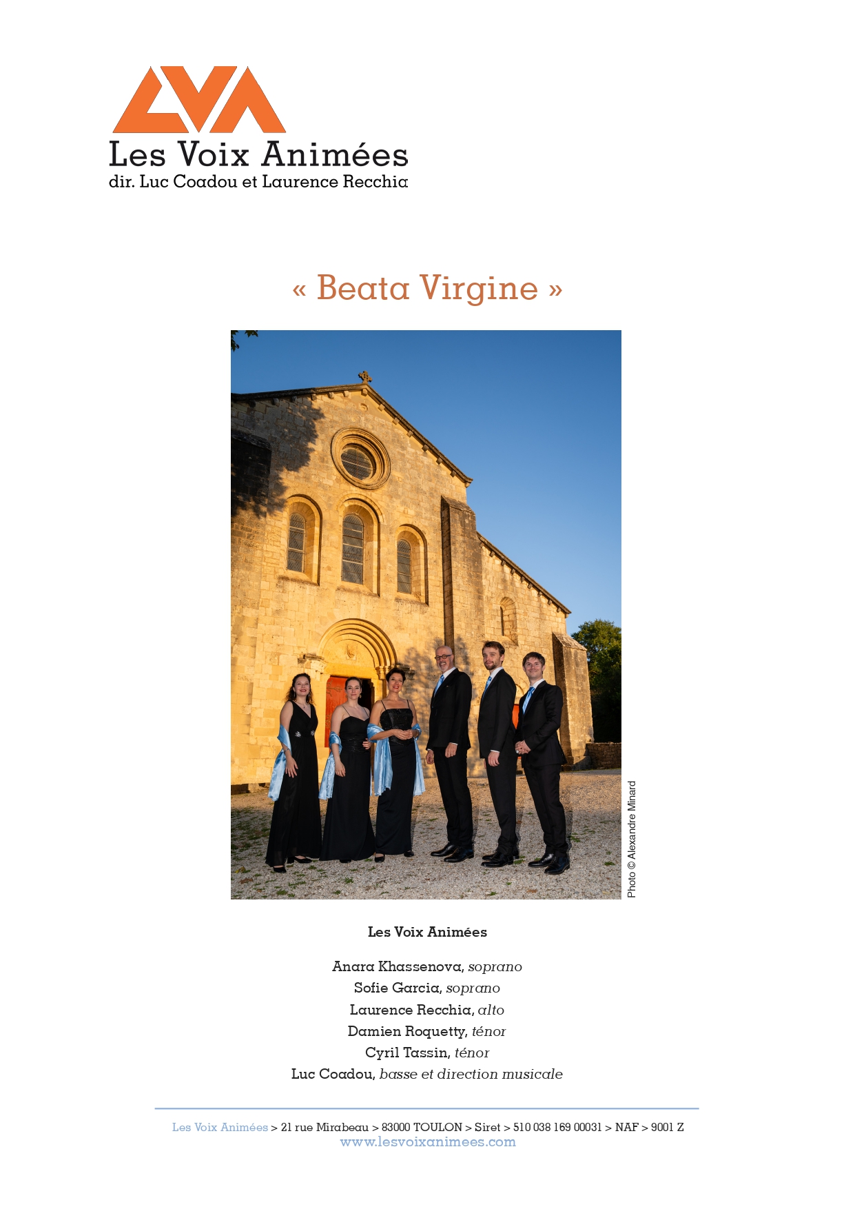 Concert de la sainte C�cile 2026 Les voix anim�es BEATA VIRGINE