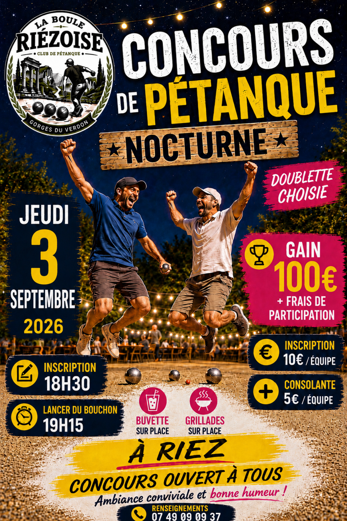 Concours de p�tanque nocturne