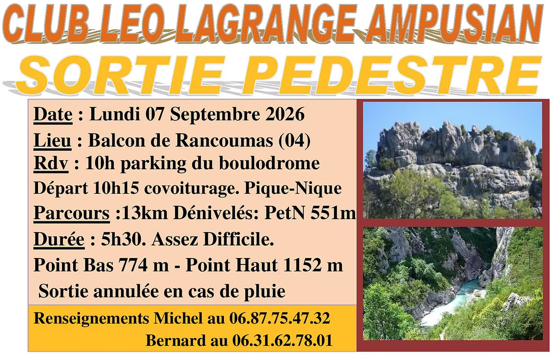 Sortie Pedestre Balcon de Rancoumas