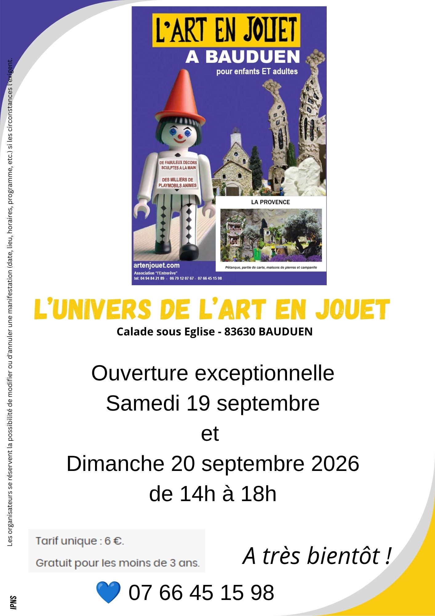 L'art en jouet ouvre en septembre