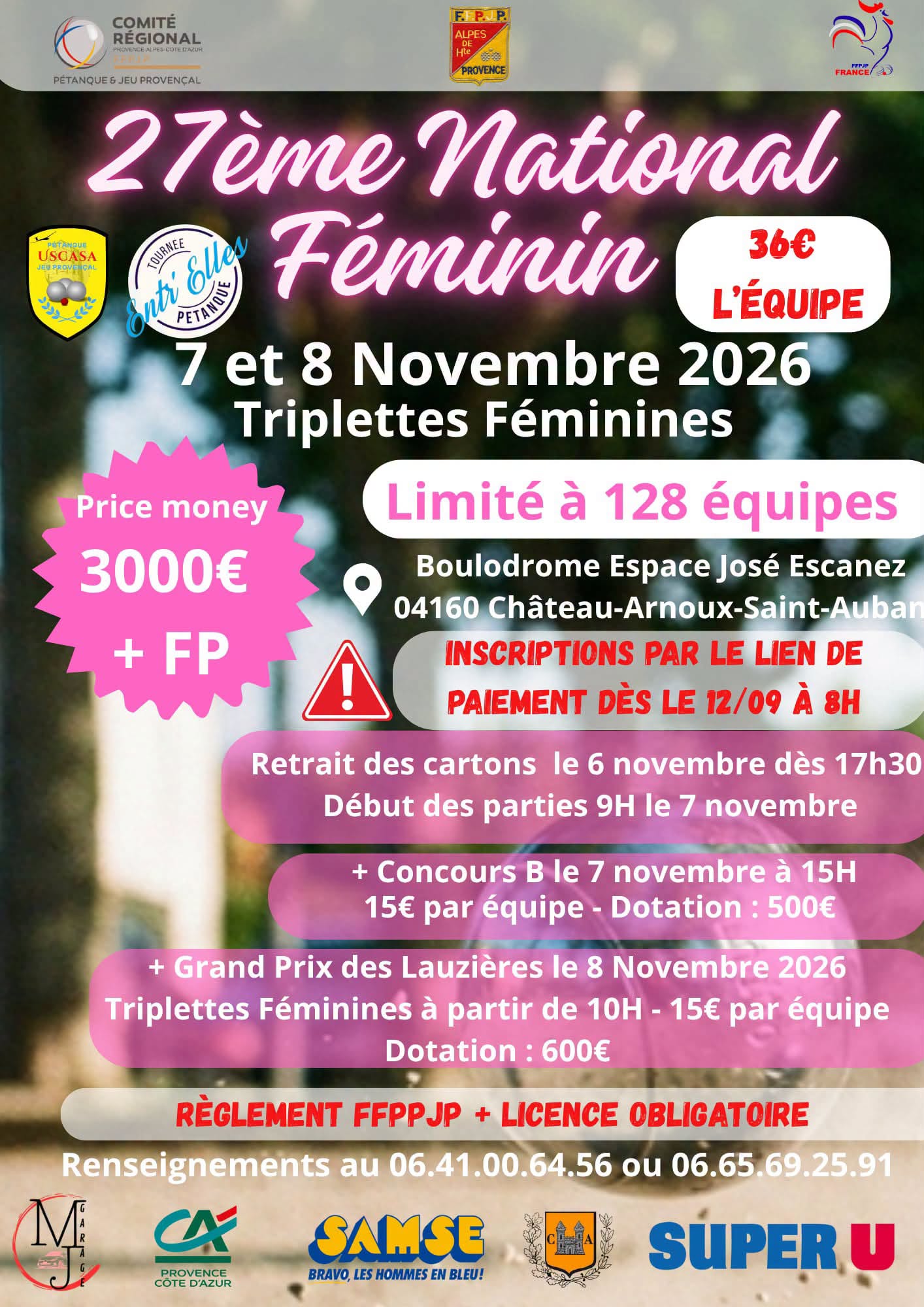 27�me national f�minin de p�tanque � Ch�teau-Arnoux