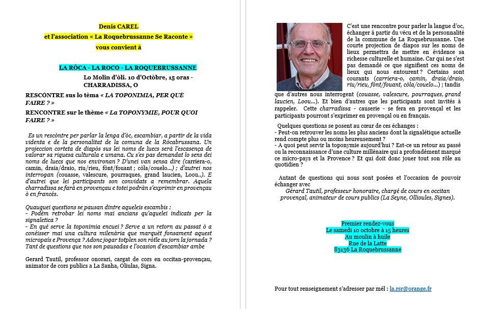 Rencontre avec G�rard Tautil : La Toponymie, pour quoi faire?