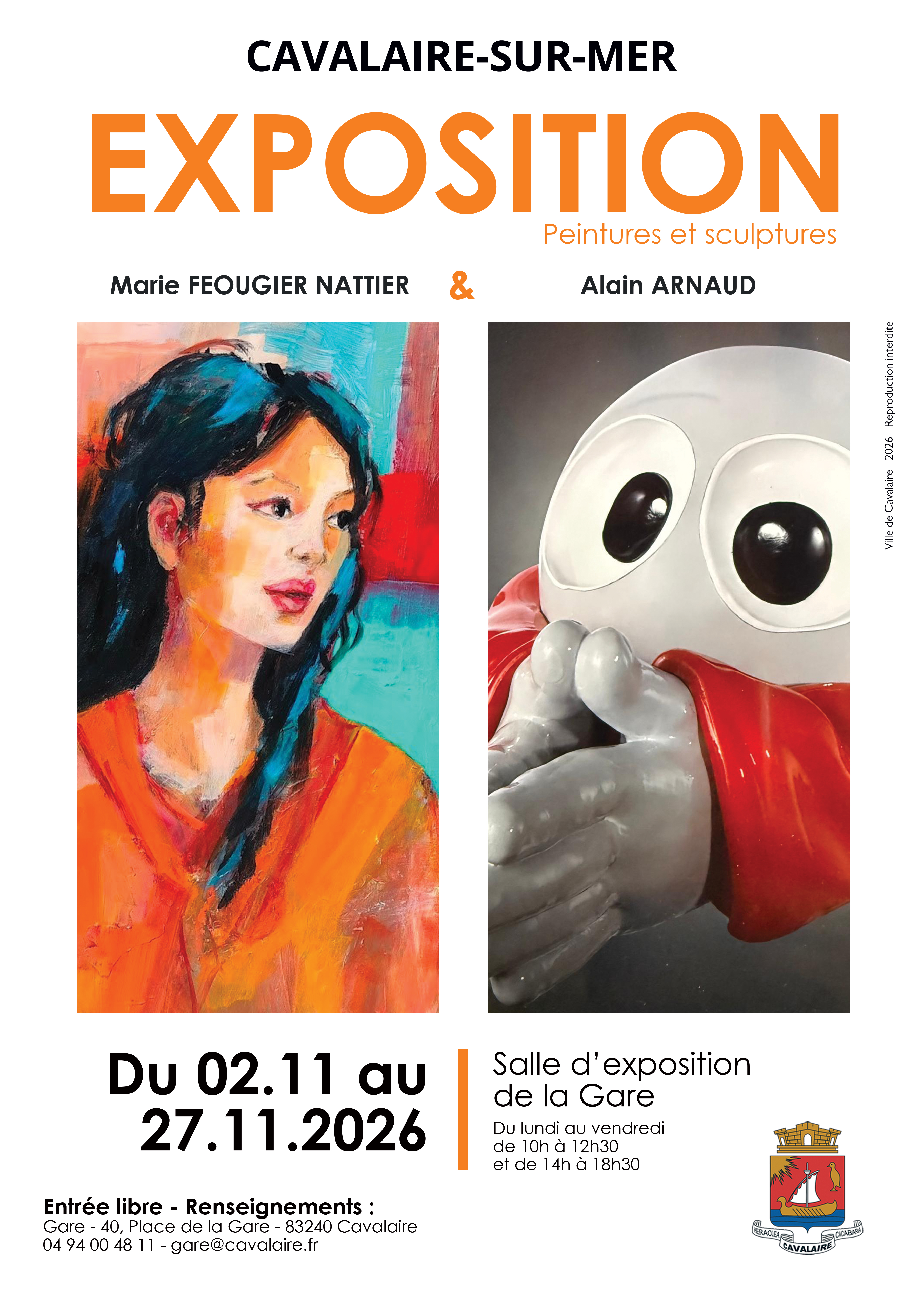 Exposition de peintures par Marie Feougier-Nattier et sculptures par Alain Arnaud