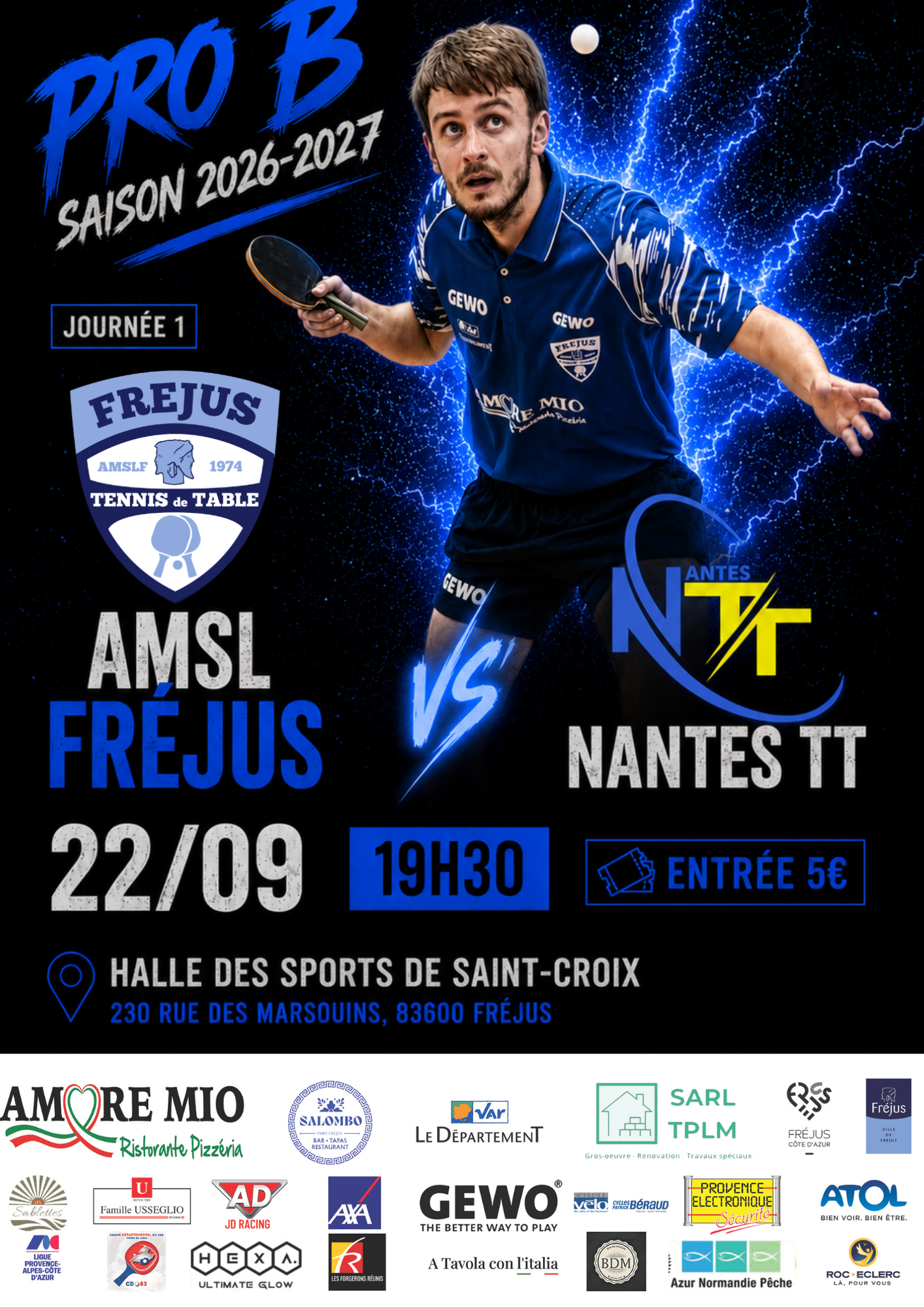 Match de Pro B de Tennis de Table Fr�jus/Nantes
