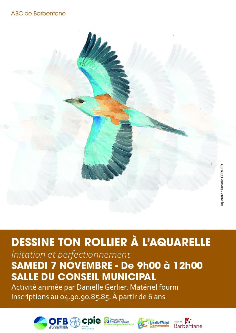 Dessine ton rollier � l'aquarelle